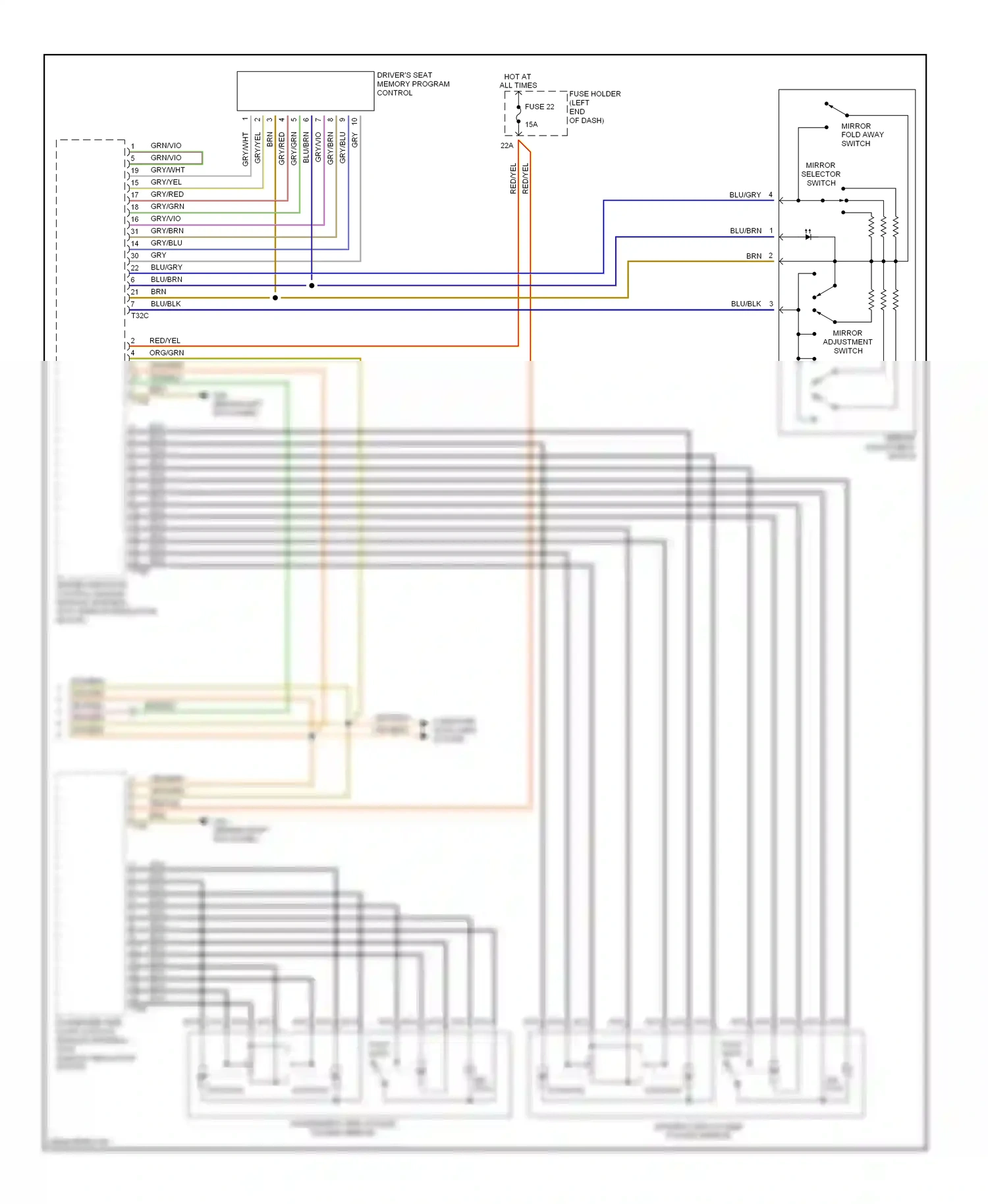 Audi A4 B6 (2000-2006) (behind left kick panel) wiring diagram  (7 of 10)