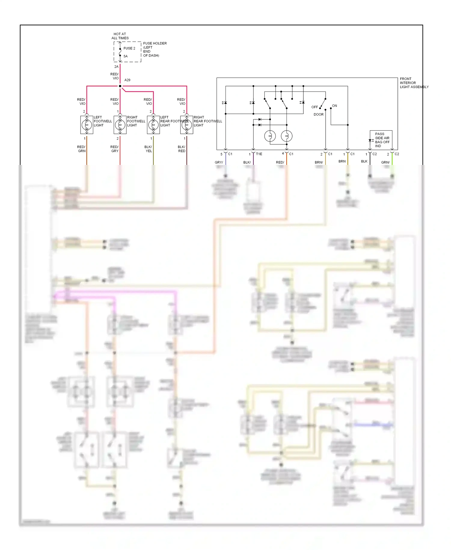 Audi A4 B6 (2000-2006) (behind left kick panel) wiring diagram  (3 of 10)