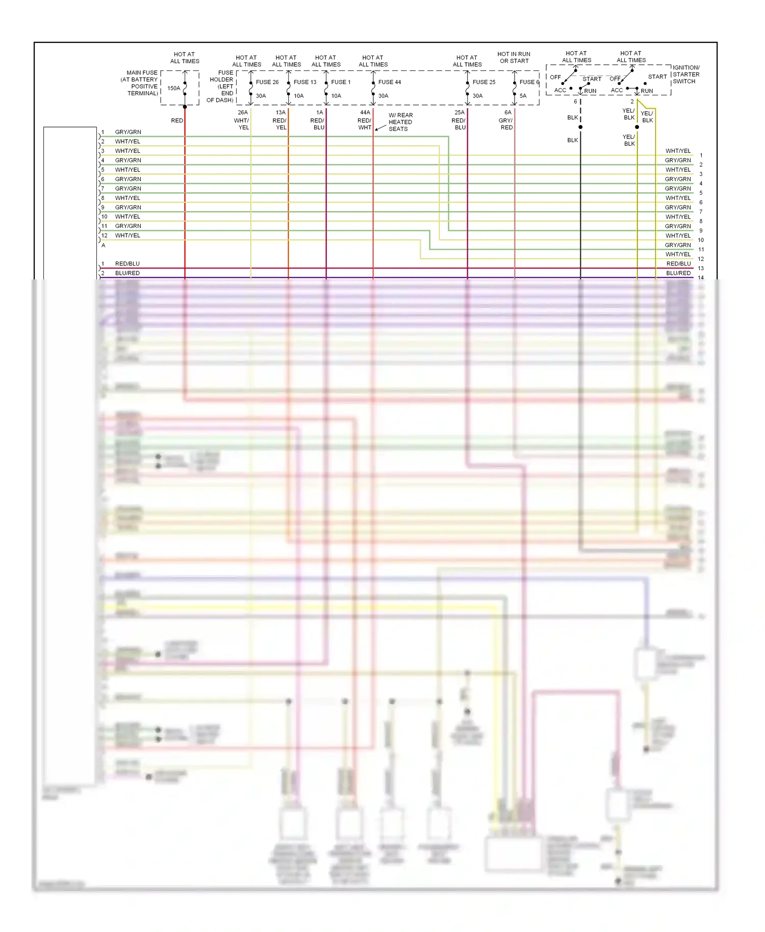Audi A4 B6 (2000-2006) (behind left kick panel) wiring diagram  (1 of 10)