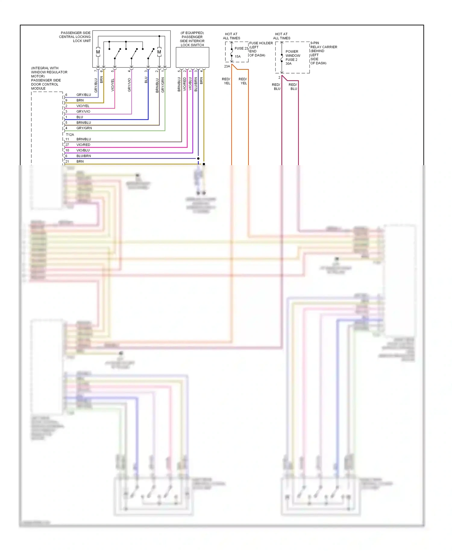 Audi A4 B6 (2000-2006) (behind right kick panel) wiring diagram  (9 of 12)