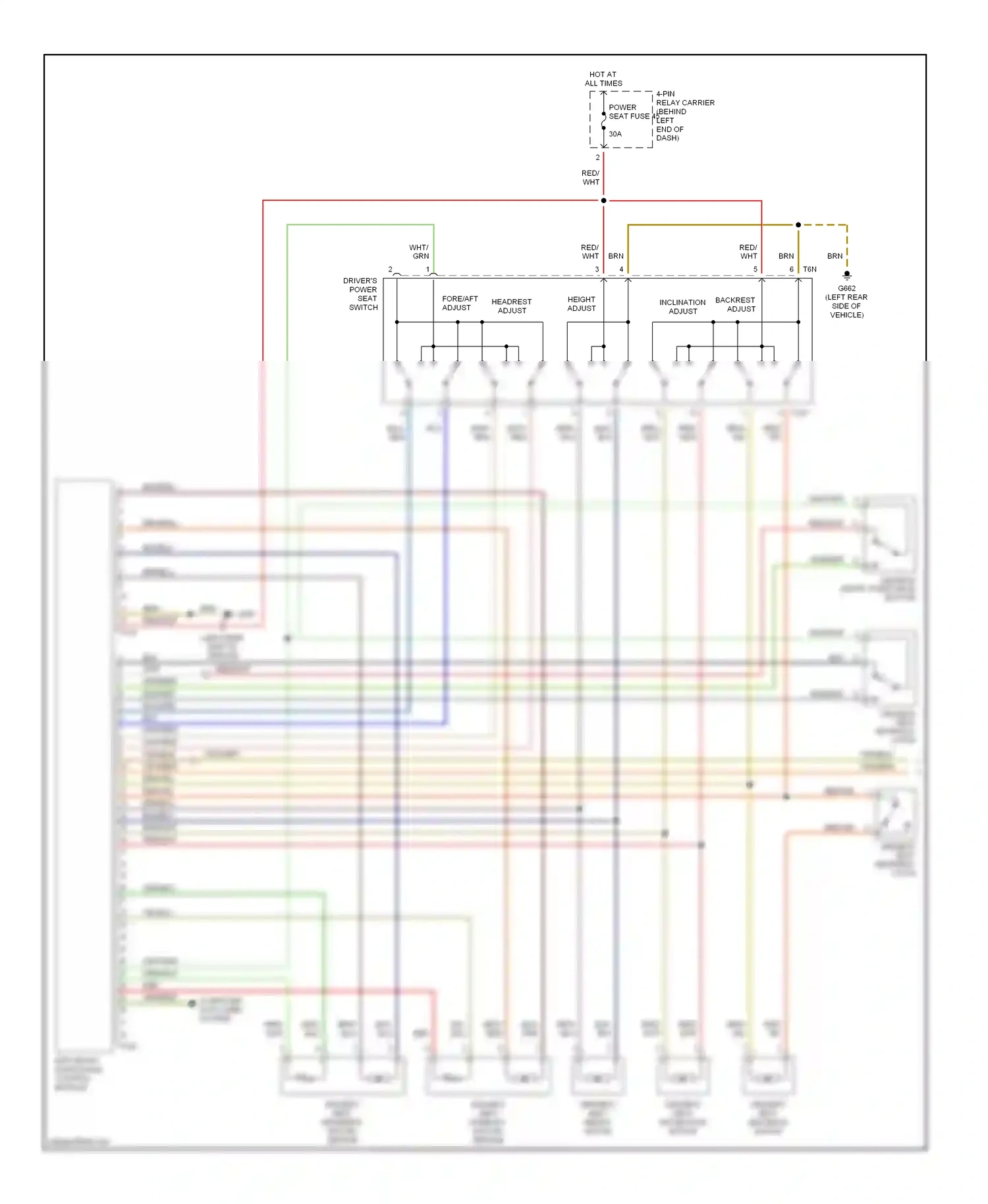 Audi A4 B6 (2000-2006) driver's seat seatback motor wiring diagram  (1 of 1)