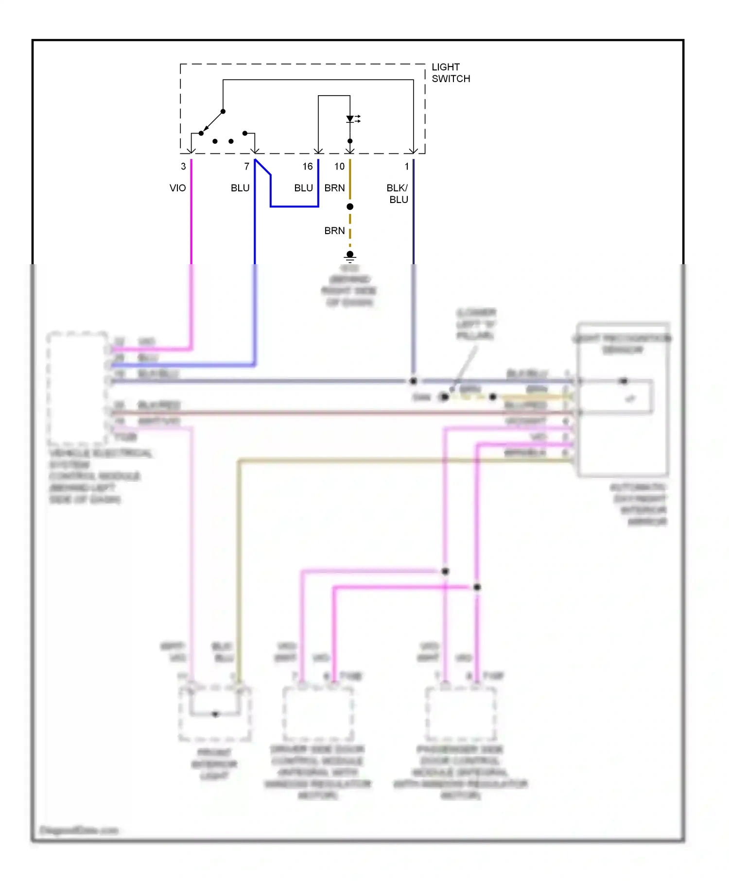 Audi A4 B6 (2000-2006) front interior light wiring diagram  (2 of 4)