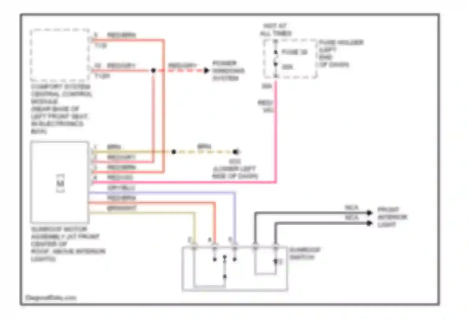 Wiring diagram power windows system for Audi A4 B6 (2000-2006)