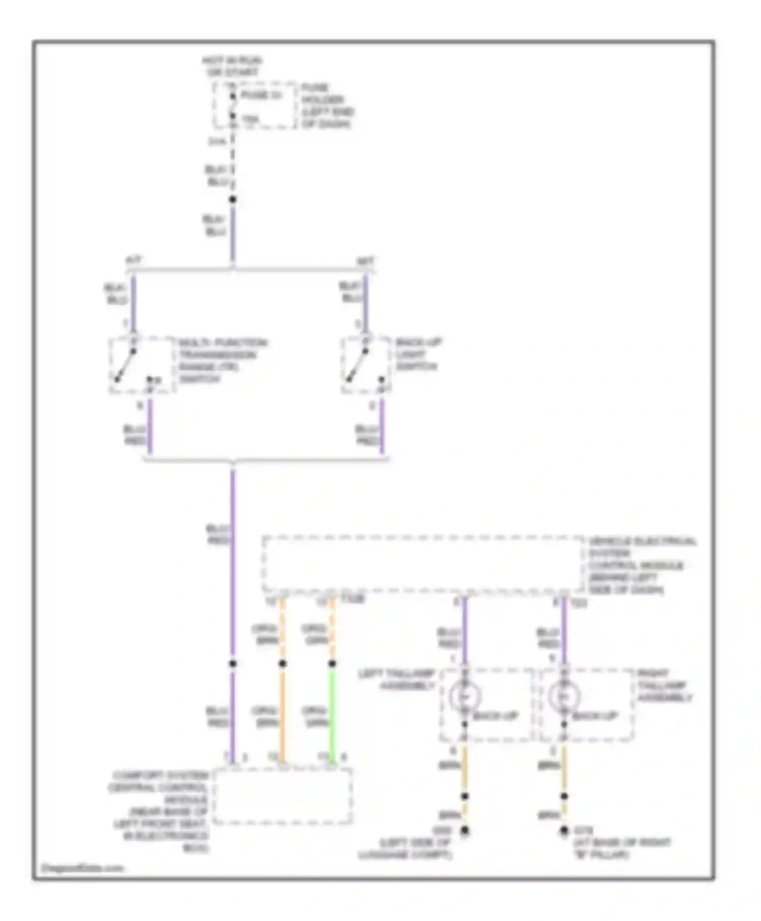 Wiring diagram back-up light switch for Audi A4 B6 (2000-2006)
