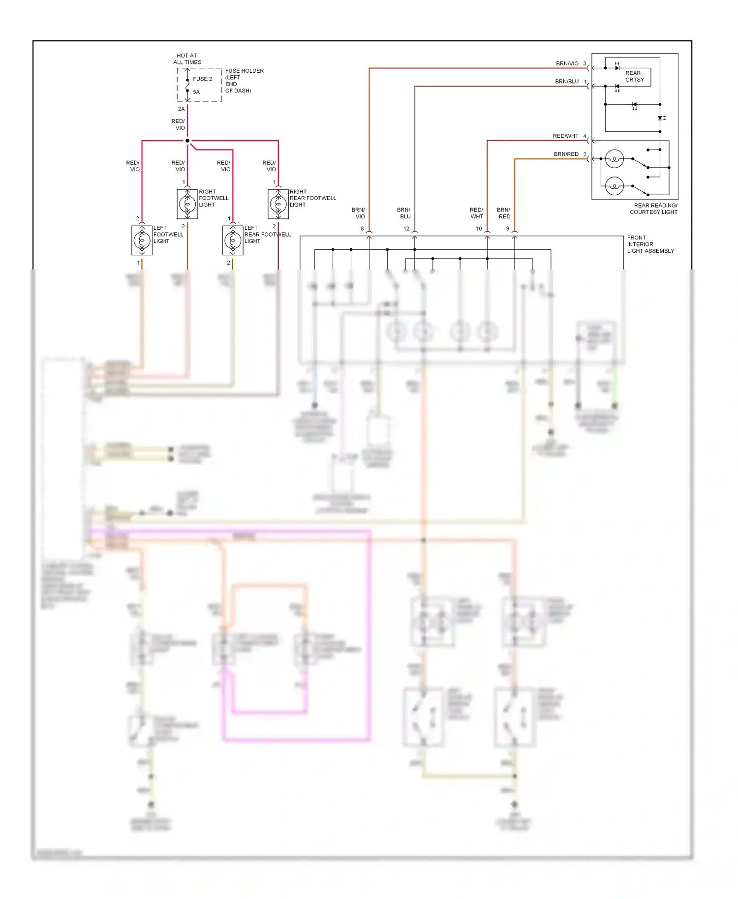 Audi A4 B6 (2000-2006) left luggage compartment light wiring diagram  (2 of 2)