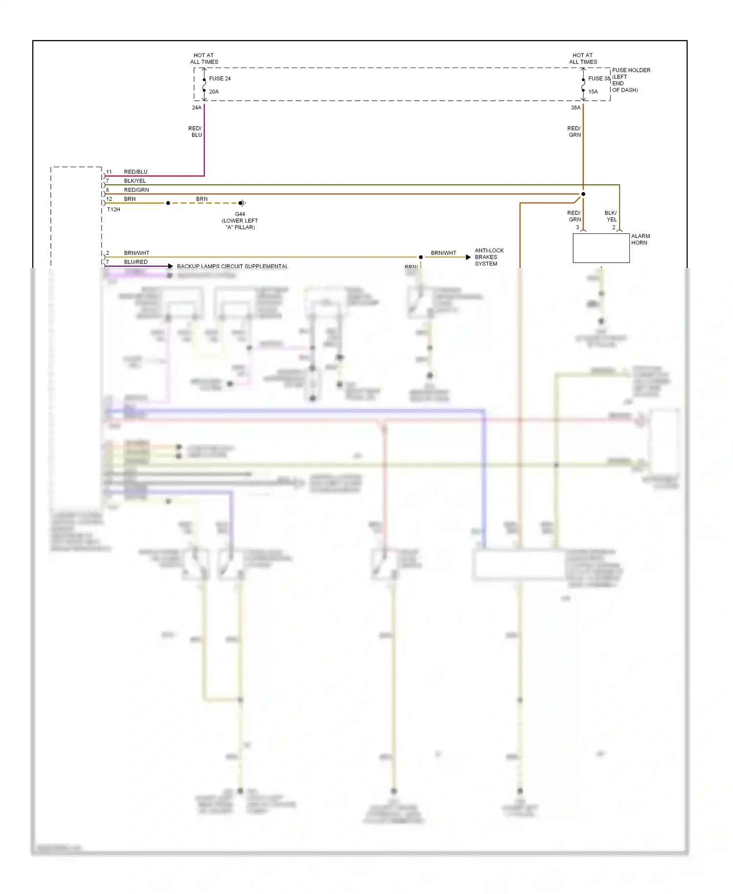 Audi A4 B6 (2000-2006) left rear broken window glass sensor wiring diagram  (1 of 1)