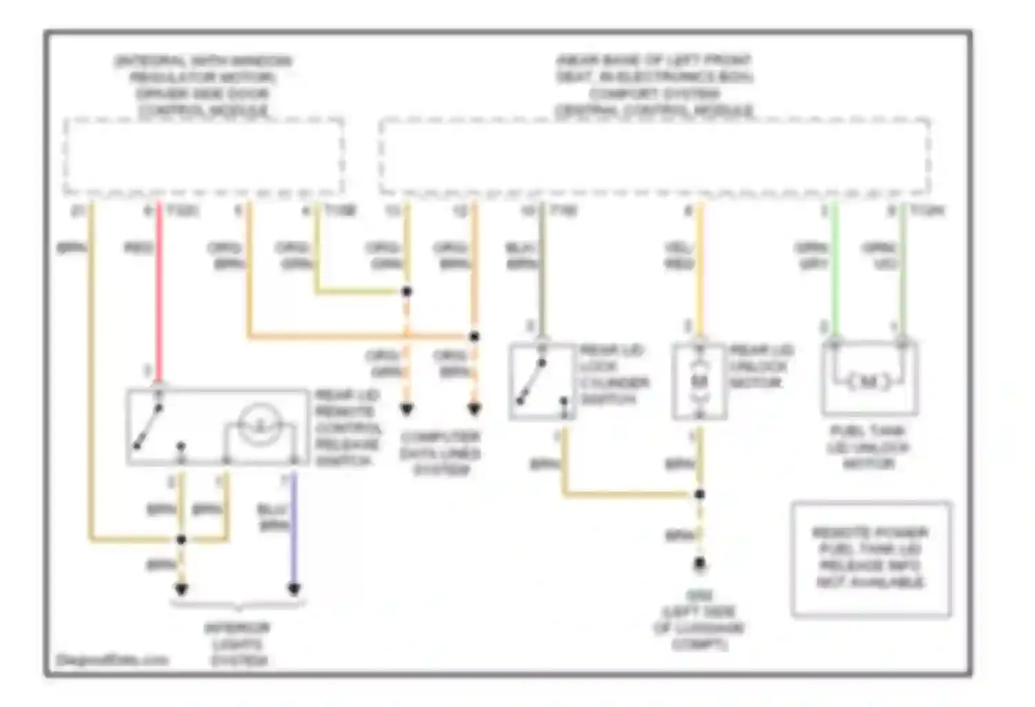 Wiring diagram rear lid remote control release switch for Audi A4 B6 (2000-2006)
