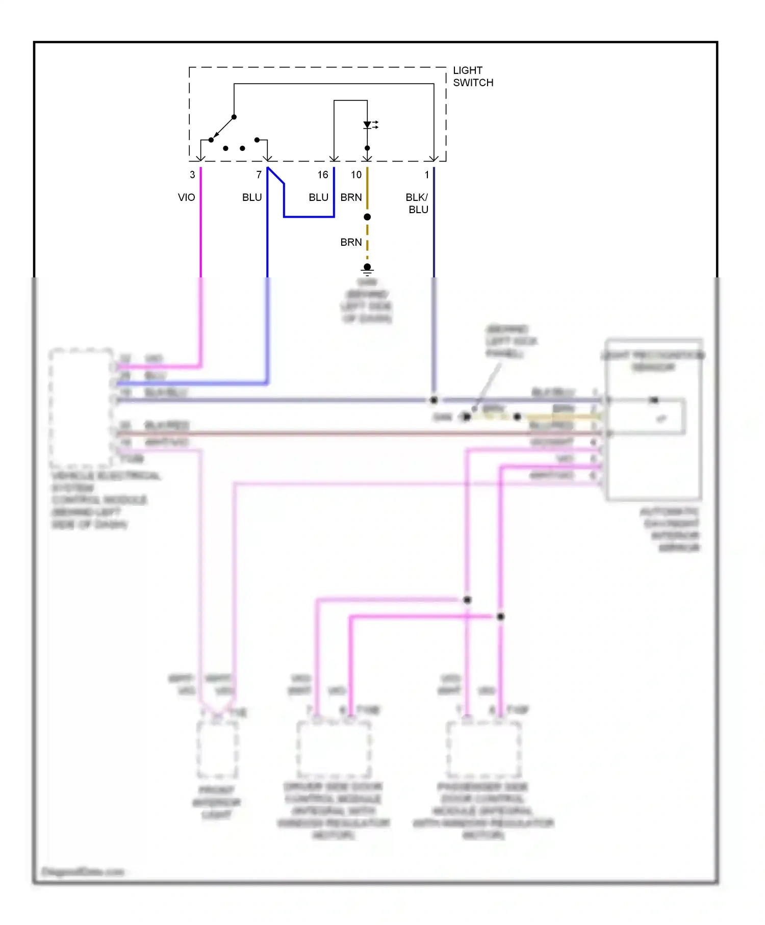 Audi A4 B6 (2000-2006) light recognition sensor wiring diagram  (1 of 2)