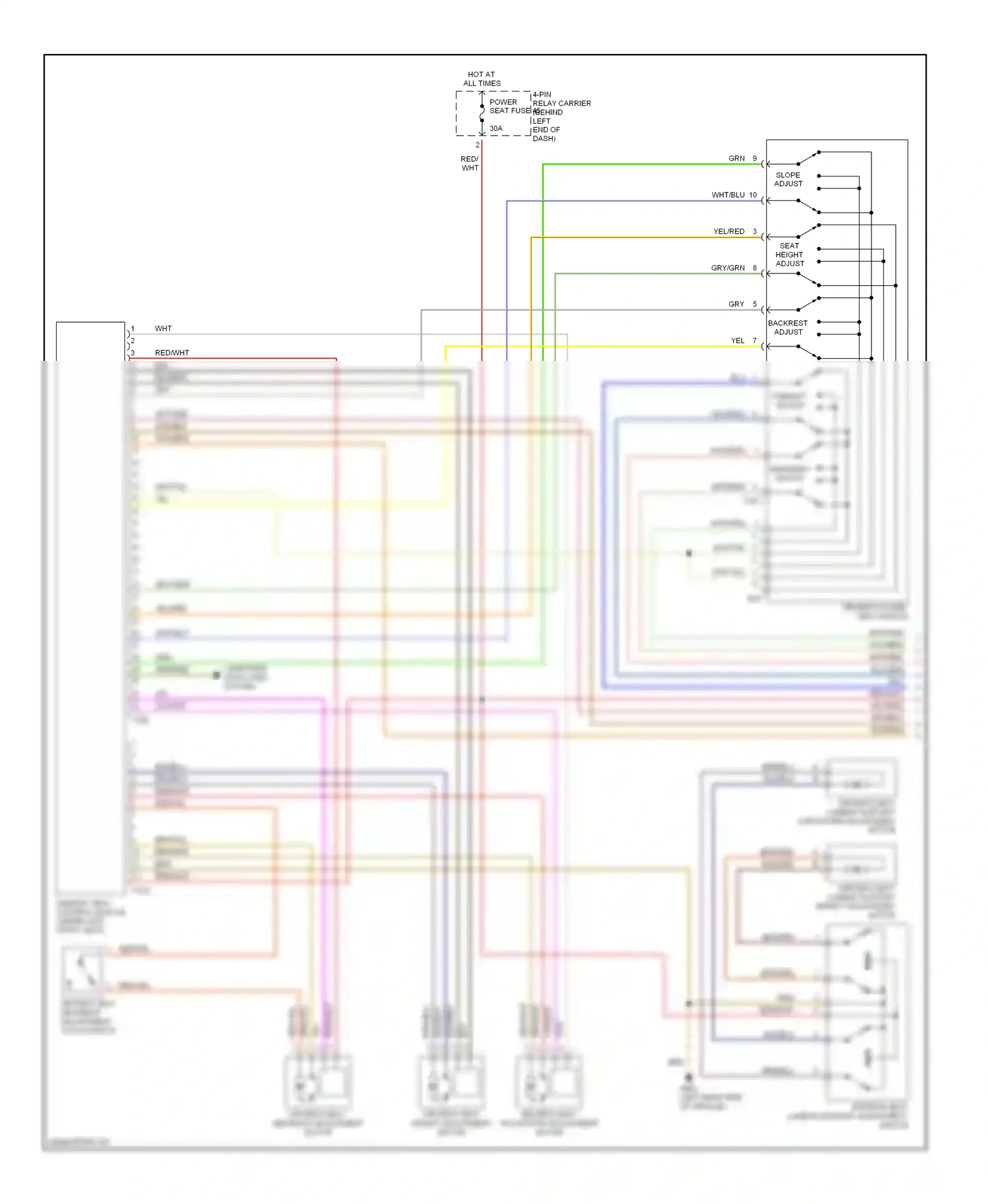 Audi A4 B6 (2000-2006) memory seat control module (under left front seat) wiring diagram  (2 of 3)