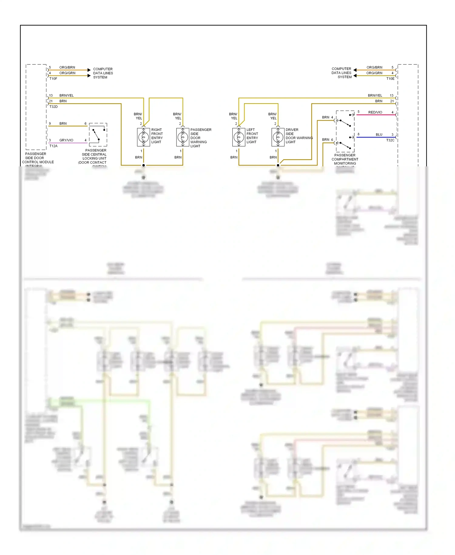 Audi A4 B6 (2000-2006) passenger side door wiring diagram  (1 of 1)
