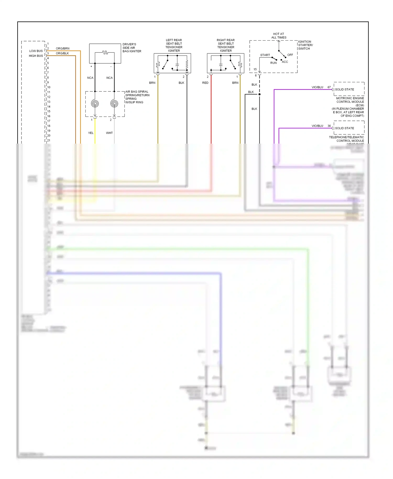 Audi A4 B6 (2000-2006) passenger's side side air bag igniter wiring diagram  (1 of 2)