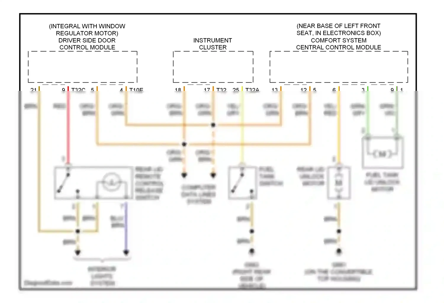 Audi A4 B6 (2000-2006) rear lid remote control release switch wiring diagram  (1 of 2)