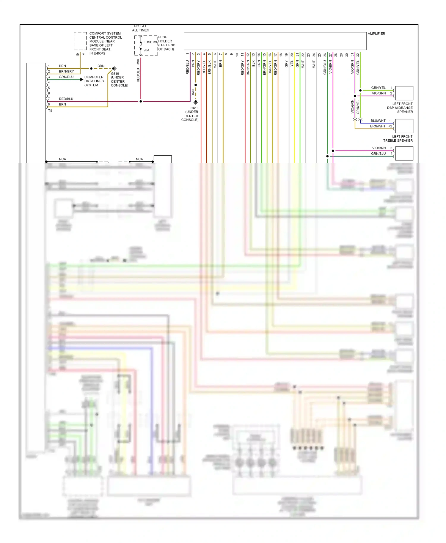 Audi A4 B6 (2000-2006) right antenna module wiring diagram  (1 of 2)