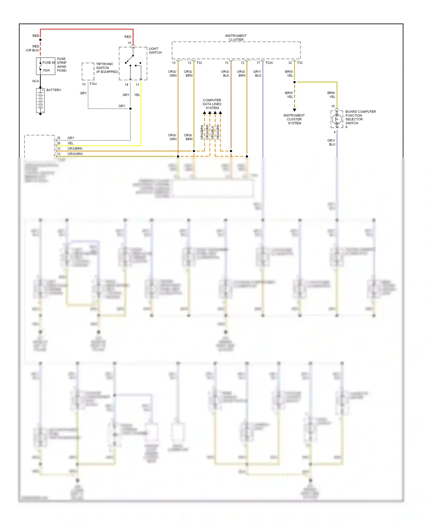 Audi A4 B6 (2000-2006) vehicle electrical system control module (behind left side of dash) wiring diagram  (13 of 13)