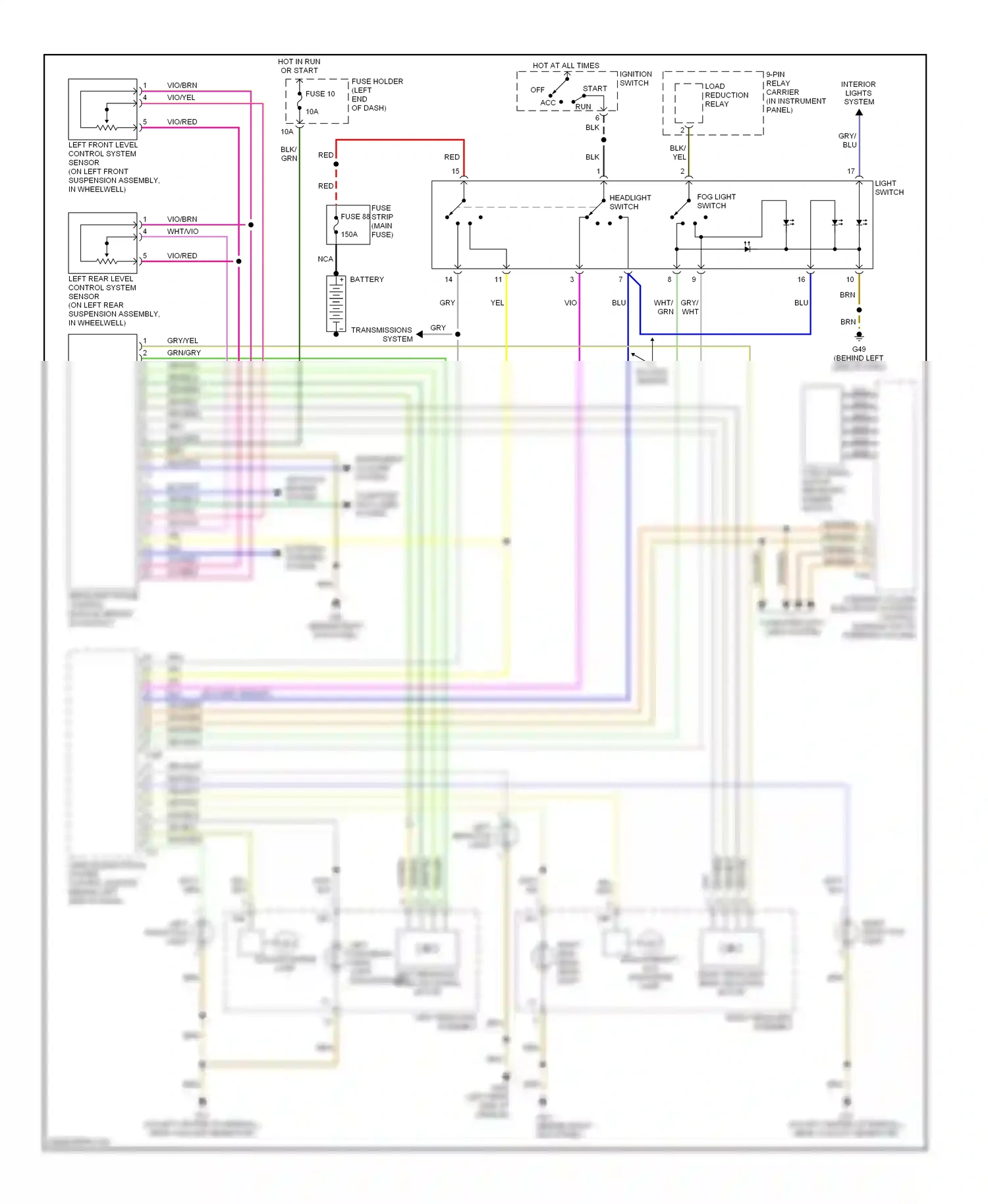 Audi A4 B6 (2000-2006) vehicle electrical system control module (behind left side of dash) wiring diagram  (4 of 13)