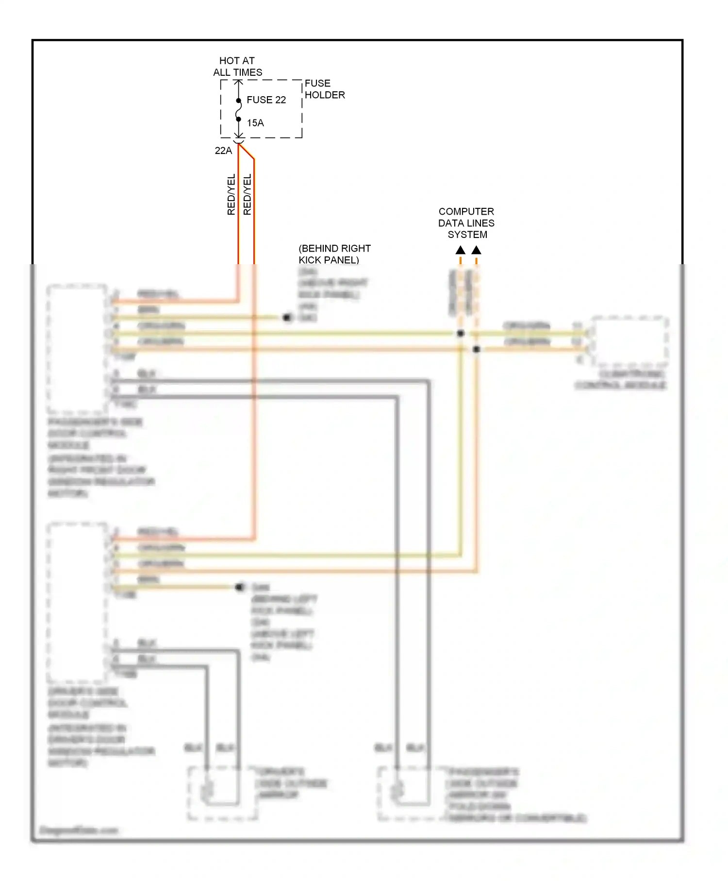 Audi A4 B7 (2004-2009) (behind right kick panel) wiring diagram  (2 of 3)