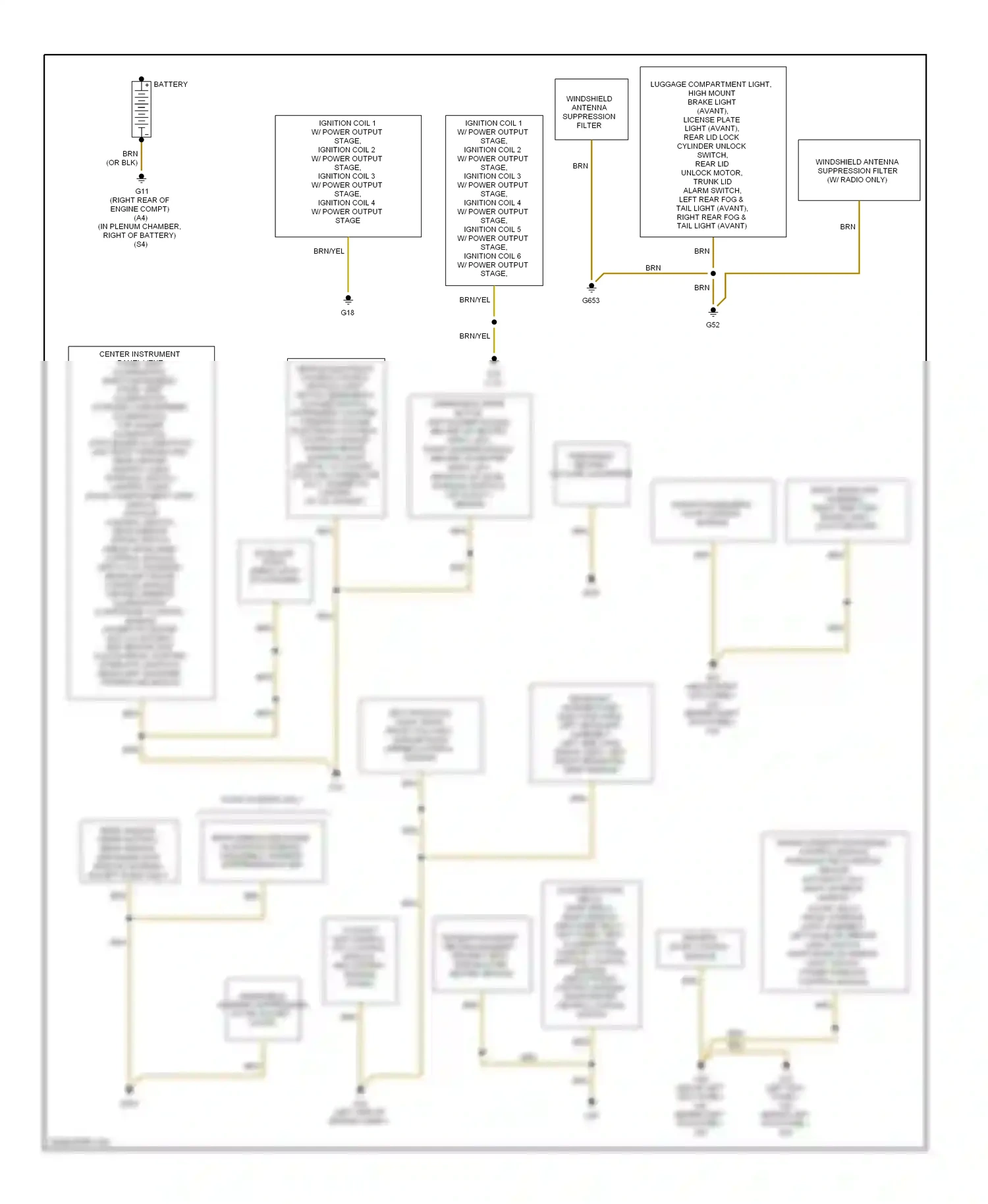 Audi A4 B7 (2004-2009) (behind right kick panel) wiring diagram  (1 of 3)