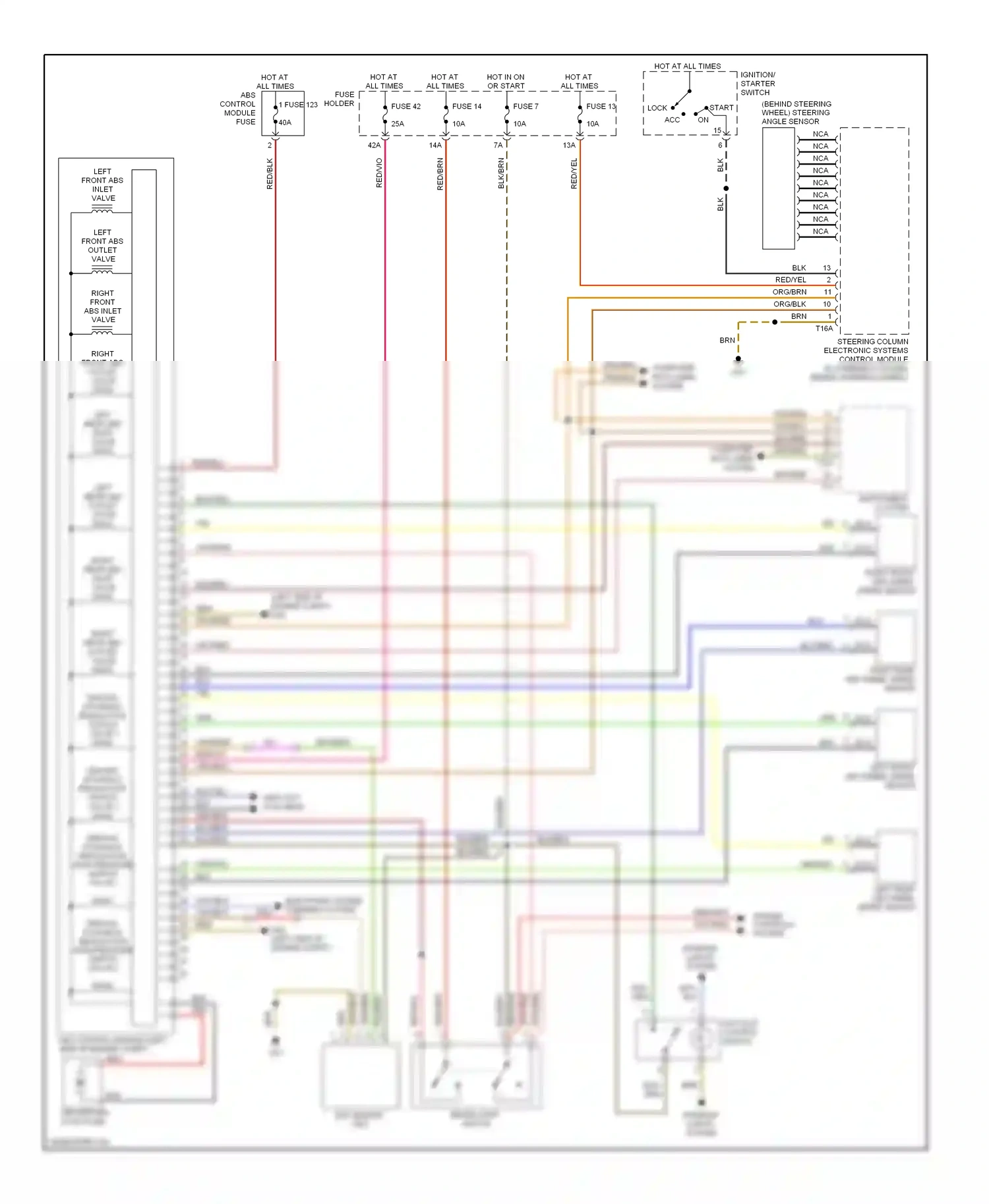 Audi A4 B7 (2004-2009) (behind steering wheel) steering angle sensor wiring diagram  (1 of 2)