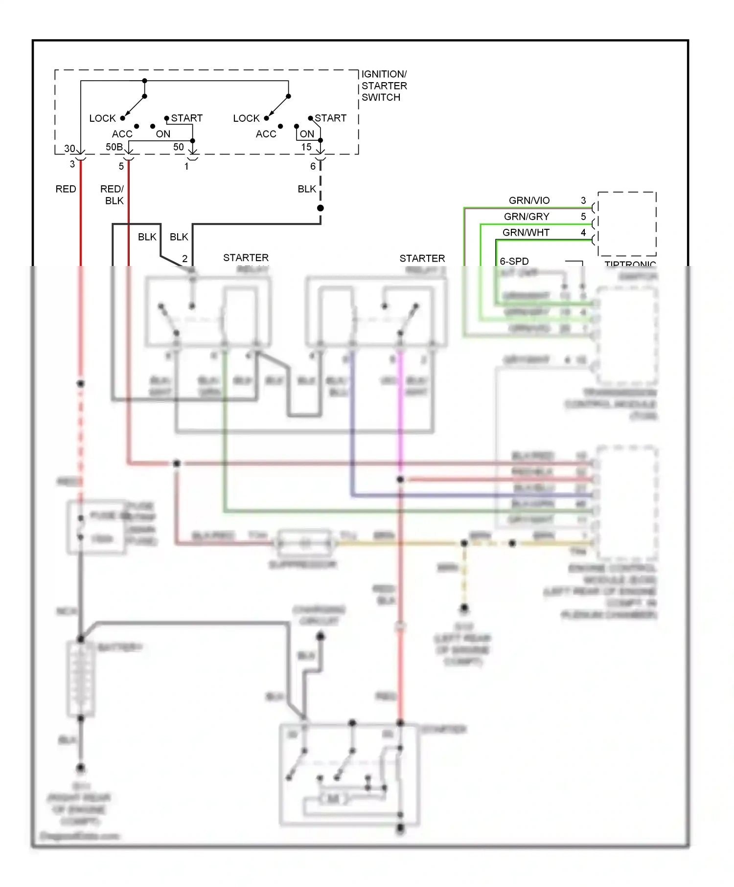 Audi A4 B7 (2004-2009) engine control module (ecm) (left rear of engine compt, in plenum chamber) wiring diagram  (1 of 1)