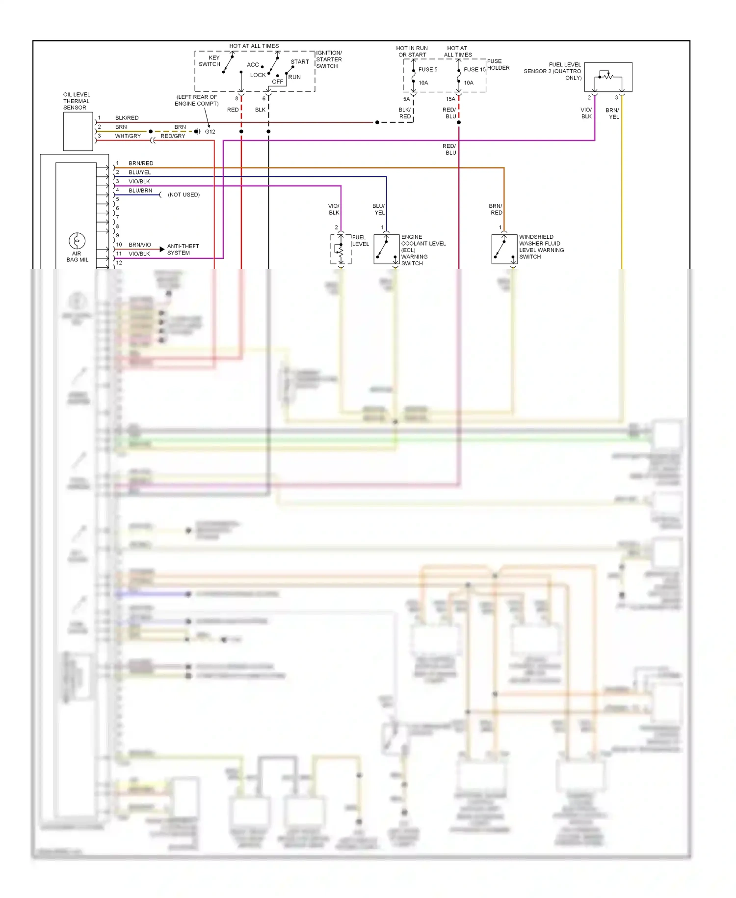 Audi A4 B7 (2004-2009) engine coolant level (ecl) warning switch wiring diagram  (2 of 2)