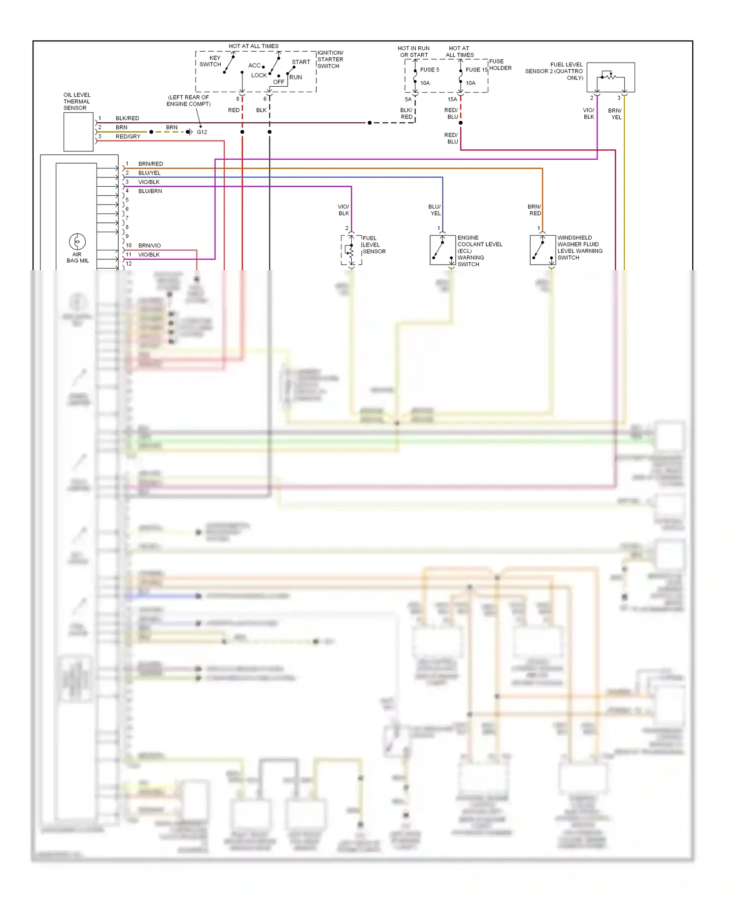 Audi A4 B7 (2004-2009) engine coolant level (ecl) warning switch wiring diagram  (1 of 2)