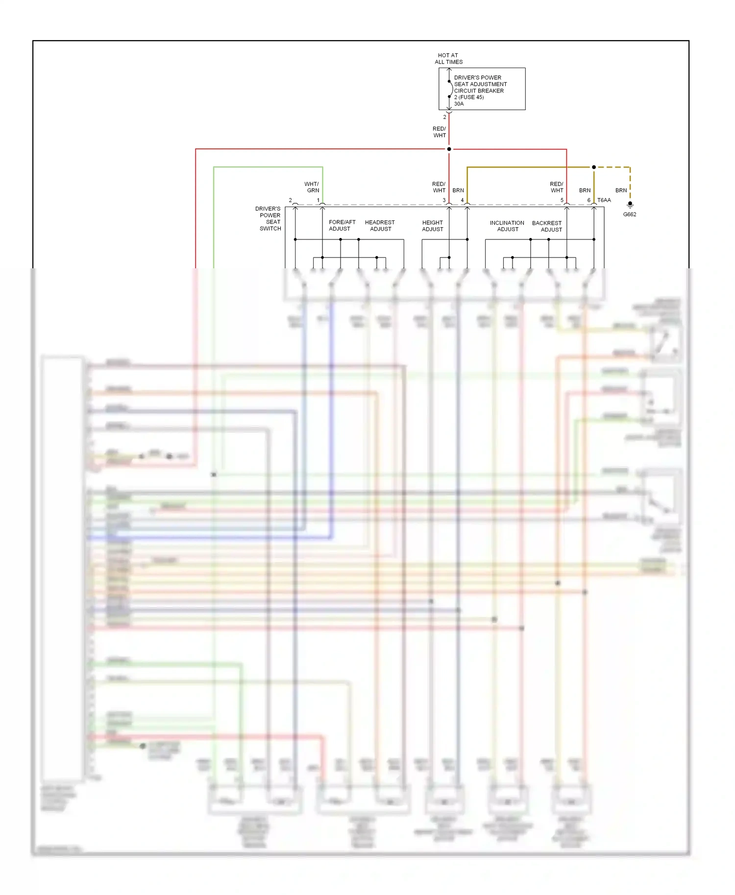 Audi A4 B7 (2004-2009) fore/aft adjust wiring diagram  (3 of 4)