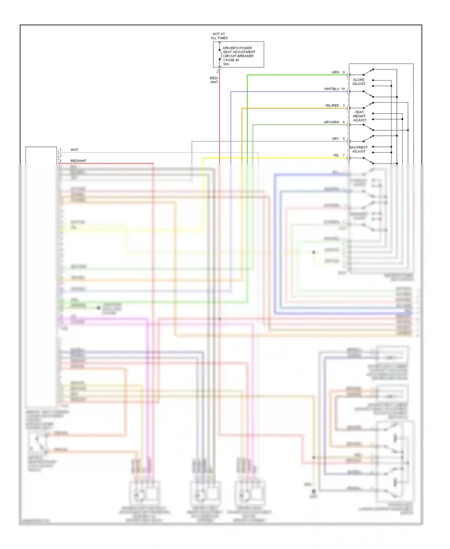 Audi A4 B7 (2004-2009) fore/aft adjust wiring diagram  (1 of 4)