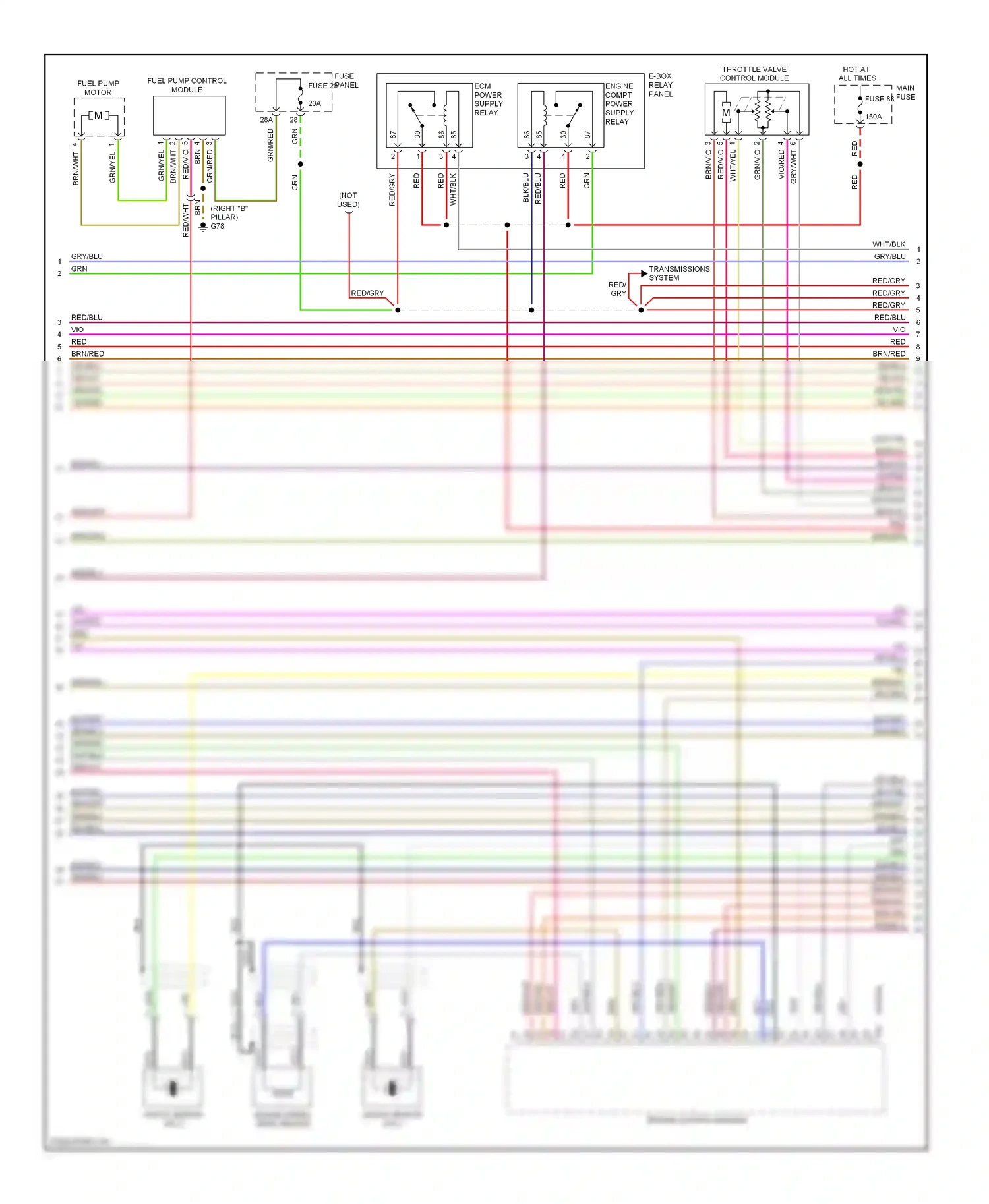 Audi A4 B7 (2004-2009) fuel pump motor wiring diagram  (1 of 2)
