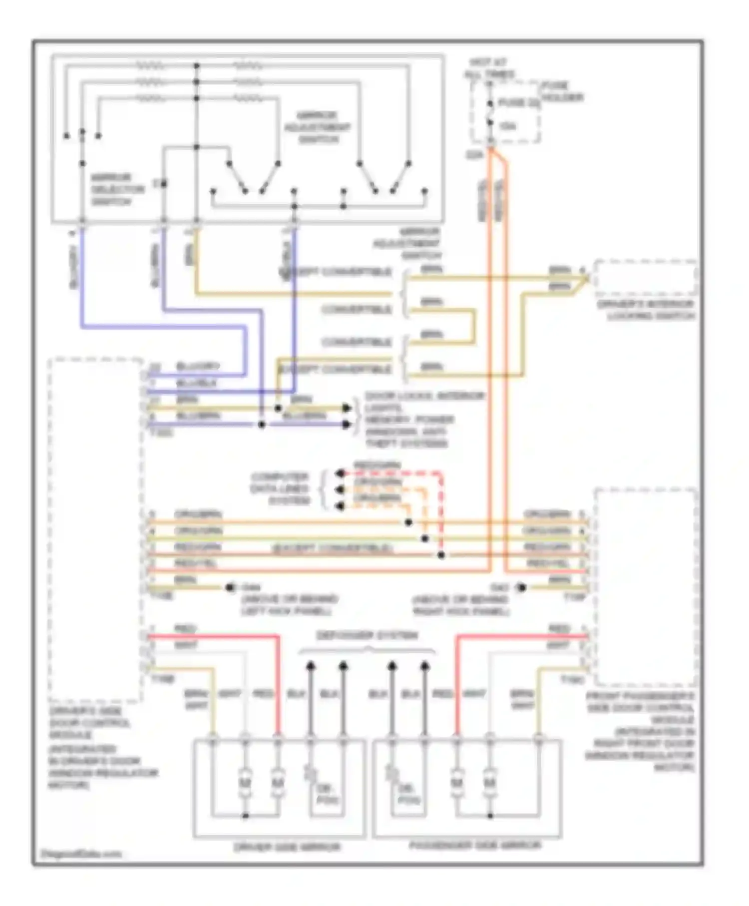 Wiring diagram mirror adjustment switch for Audi A4 B7 (2004-2009) (6 of 6)