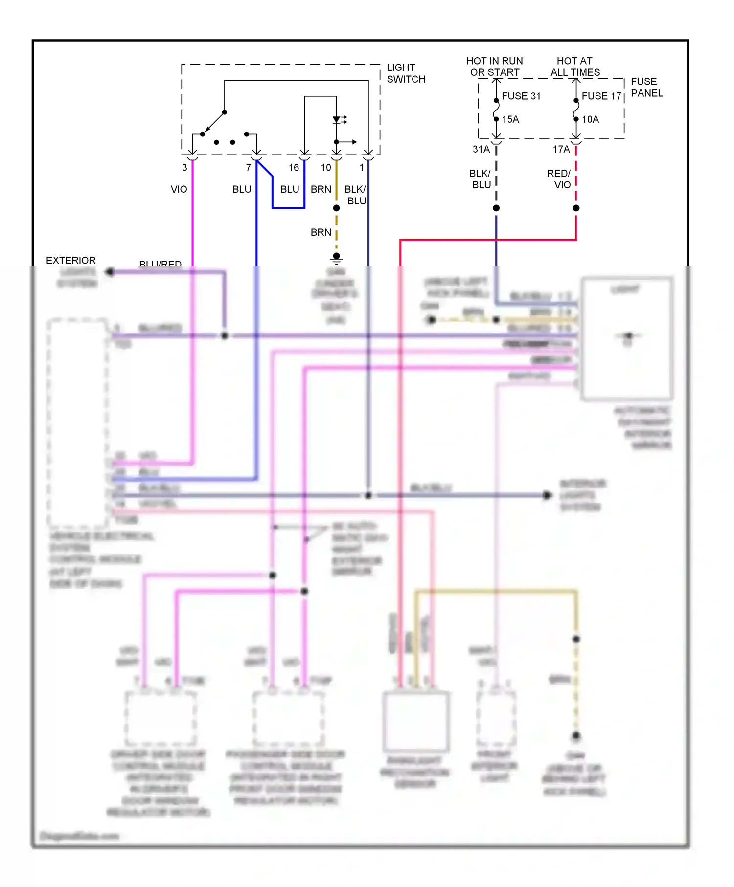 Audi A4 B7 (2004-2009) mirror wiring diagram  (1 of 2)