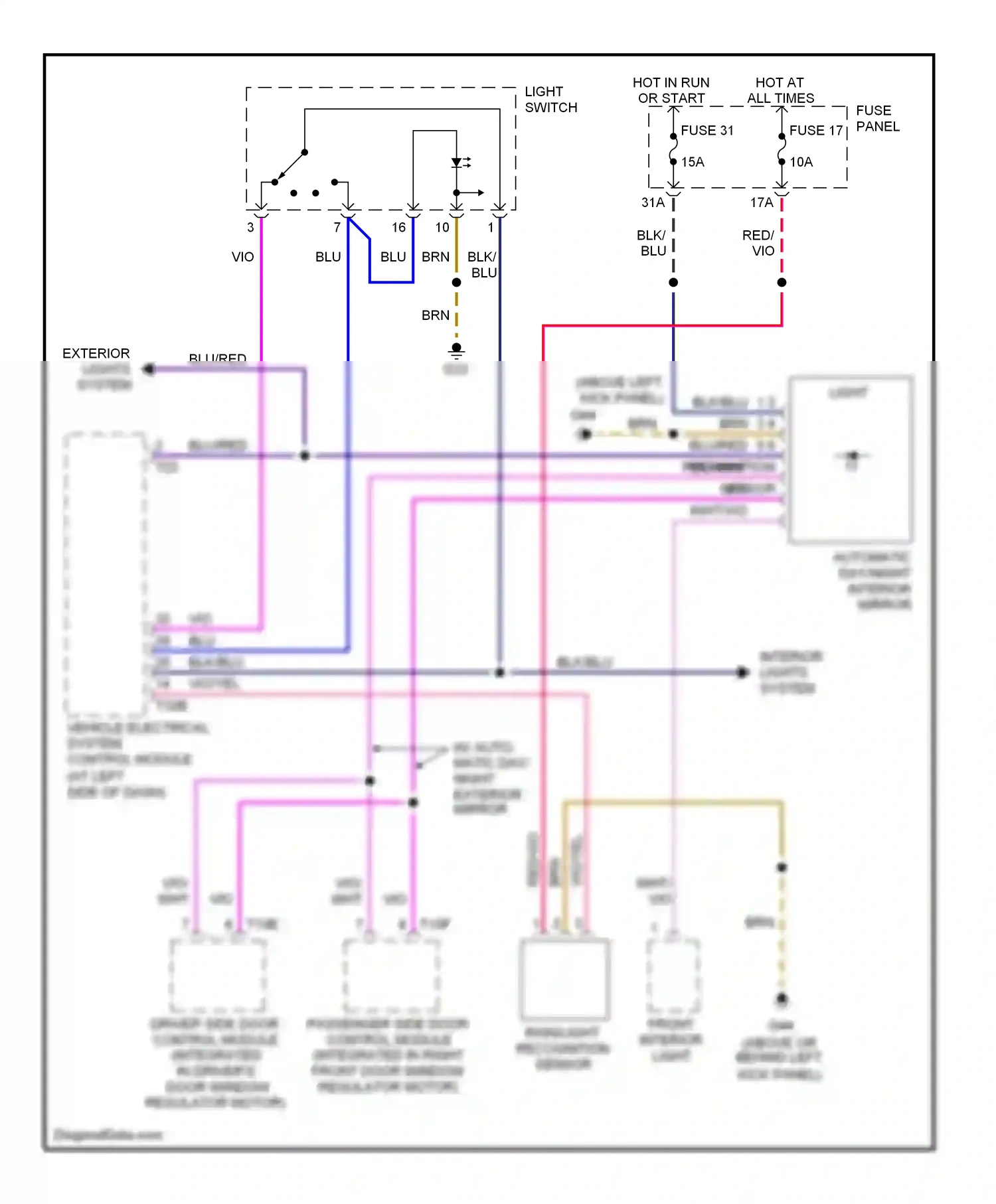 Audi A4 B7 (2004-2009) mirror wiring diagram  (2 of 2)