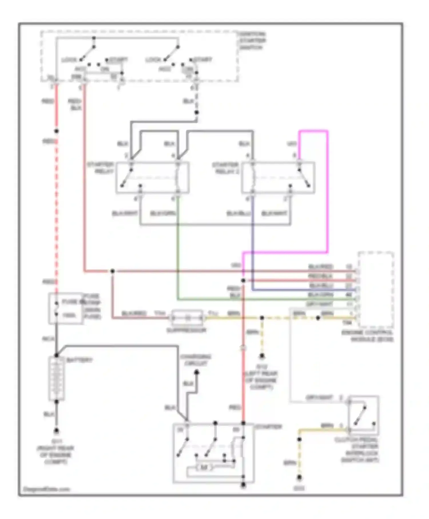 Wiring diagram starter relay 2 for Audi A4 B7 (2004-2009) (2 of 2)