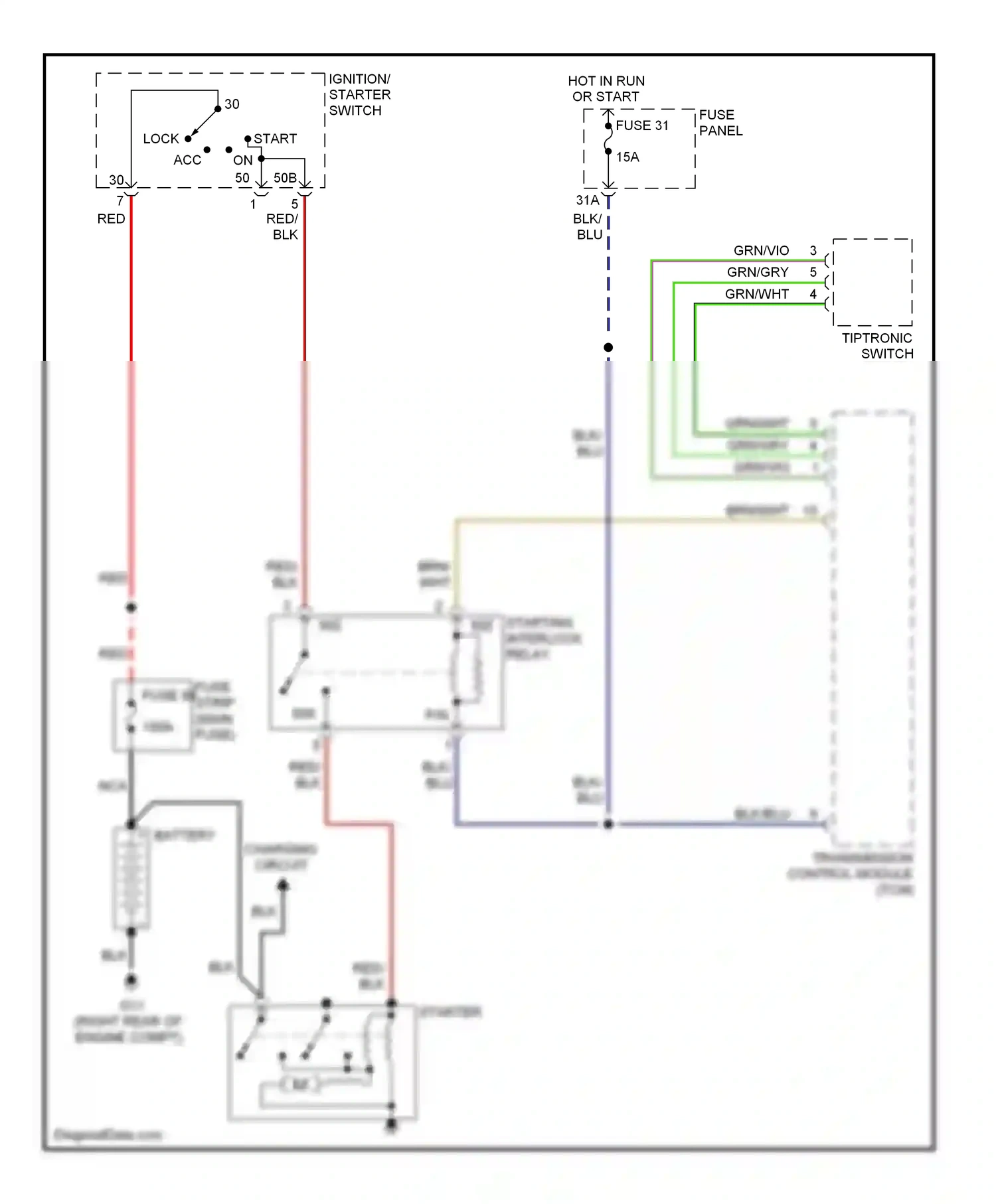 Audi A4 B7 (2004-2009) starter wiring diagram  (1 of 6)