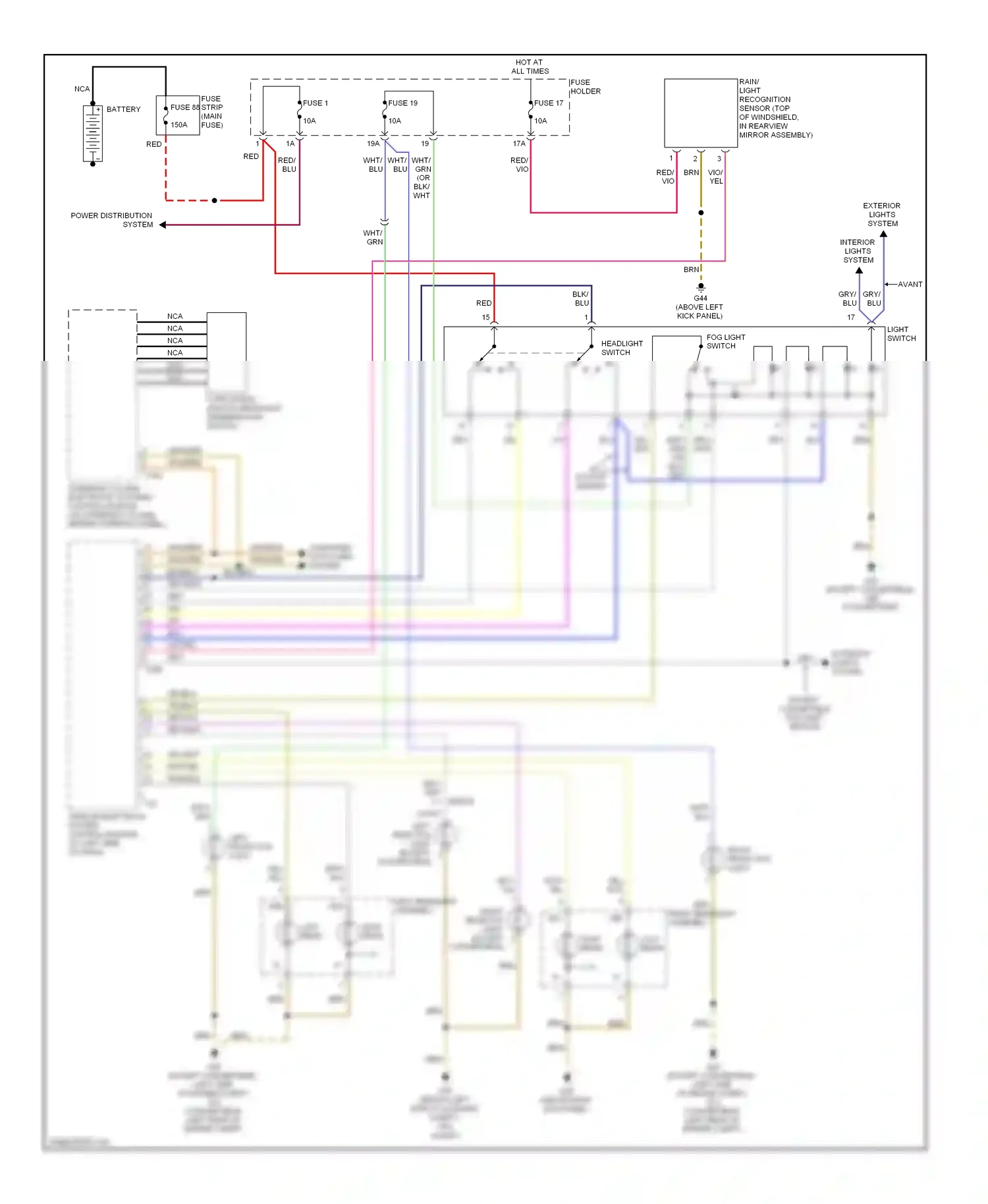 Audi A4 B7 (2004-2009) (w/ light sensor) wiring diagram  (5 of 5)