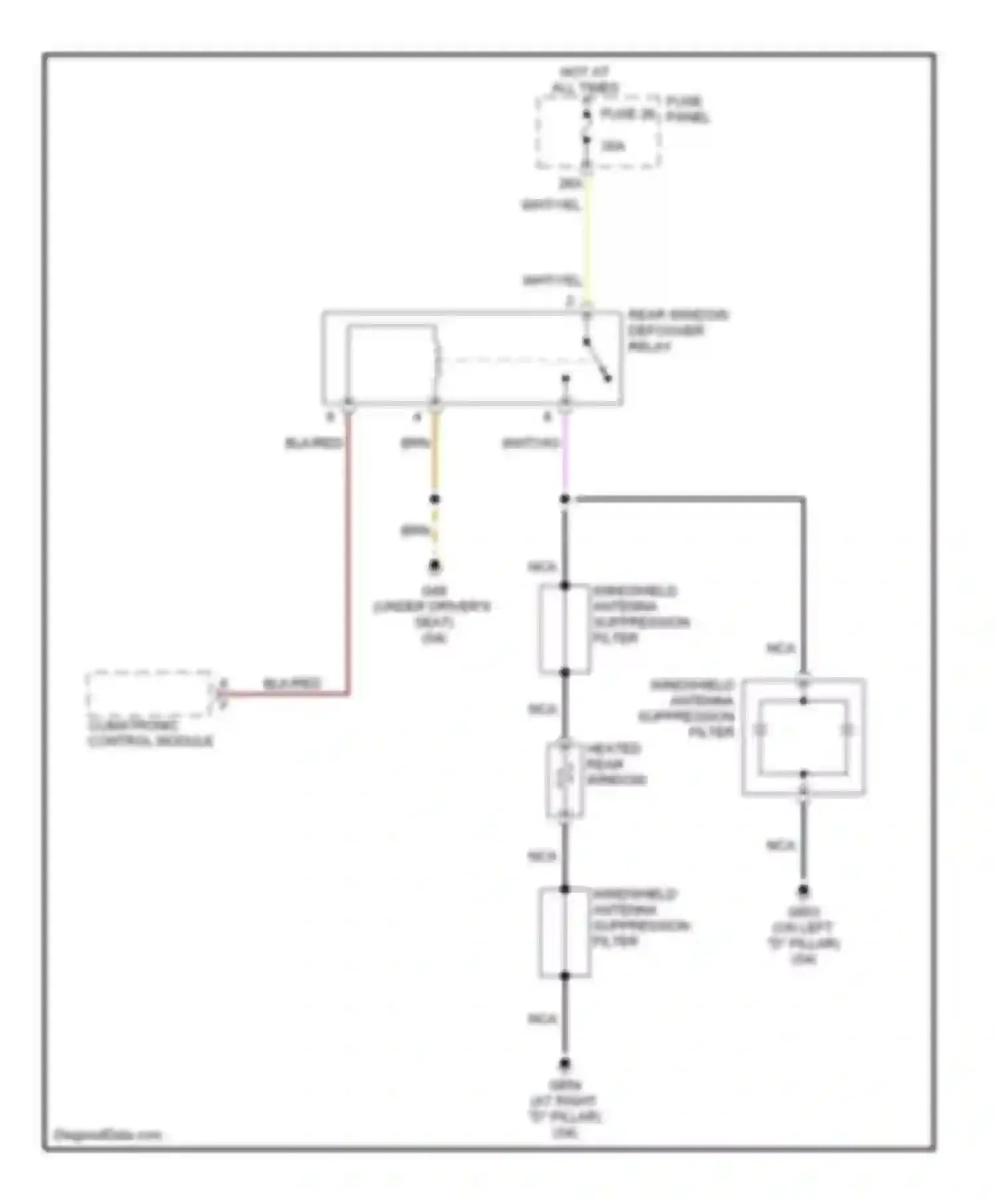 Wiring diagram windshield antenna suppression filter for Audi A4 B7 (2004-2009) (2 of 2)