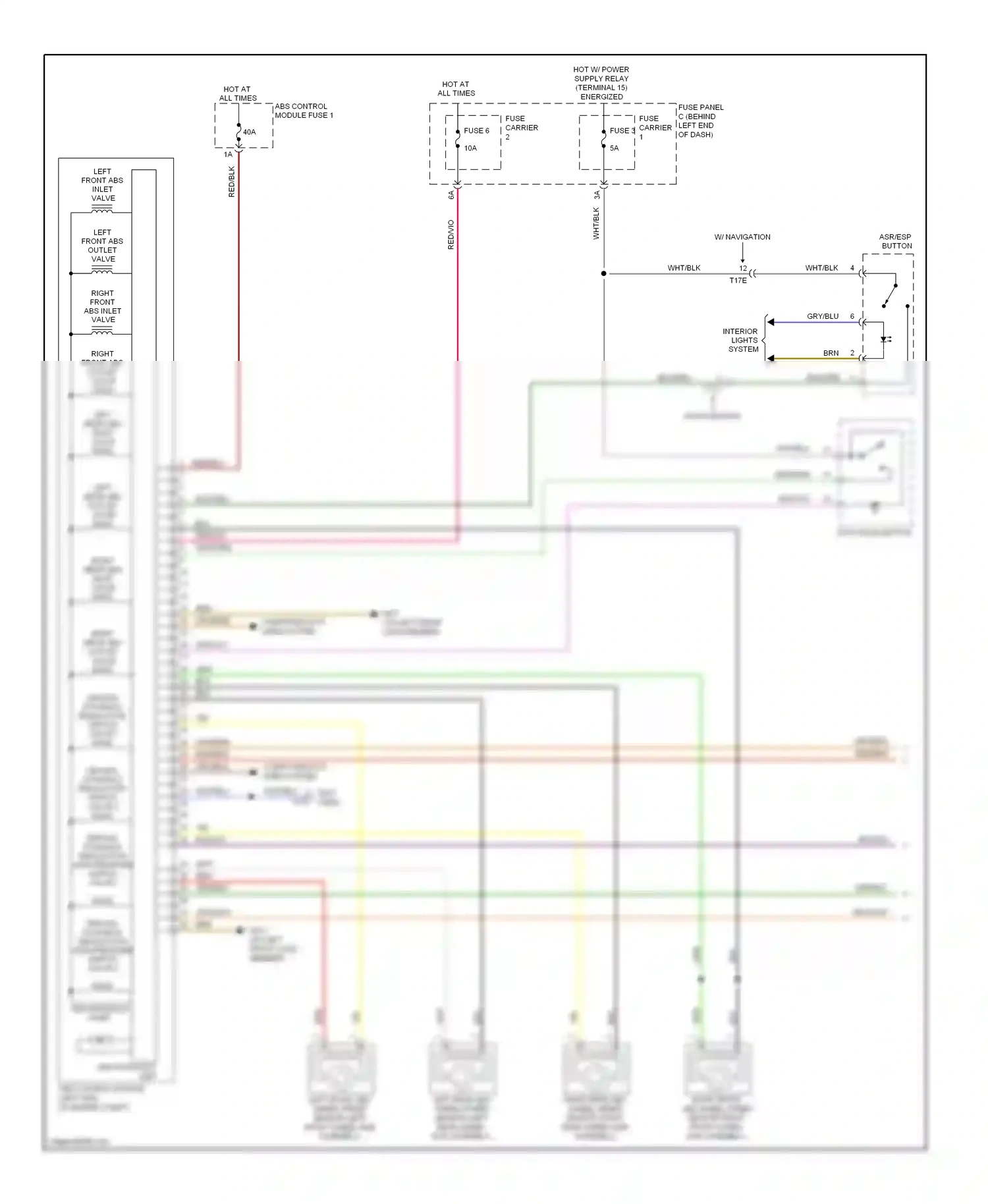 Audi A4 B8 facelift (2011-2015) abs control module (left side of engine compt) wiring diagram  (1 of 4)