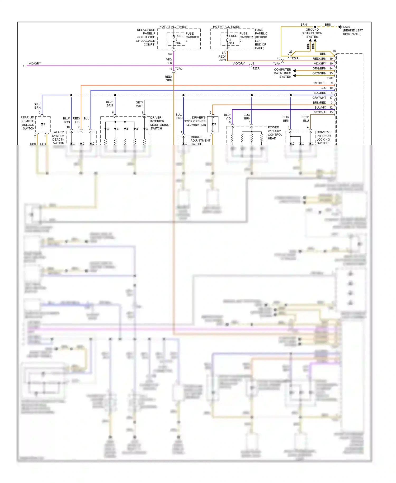 Audi A4 B8 facelift (2011-2015) (behind left kick panel) wiring diagram  (20 of 46)