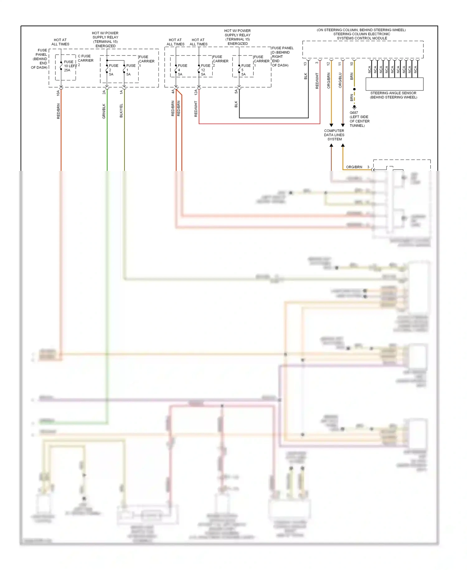 Audi A4 B8 facelift (2011-2015) (behind left kick panel) wiring diagram  (1 of 46)