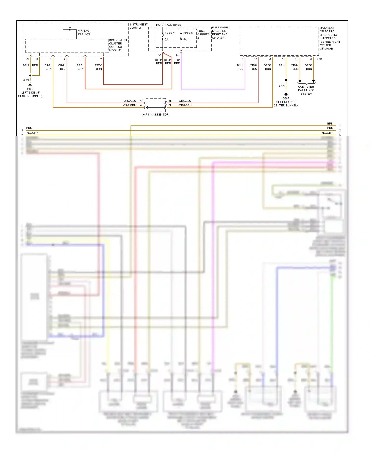 Audi A4 B8 facelift (2011-2015) (behind left kick panel) wiring diagram  (44 of 46)