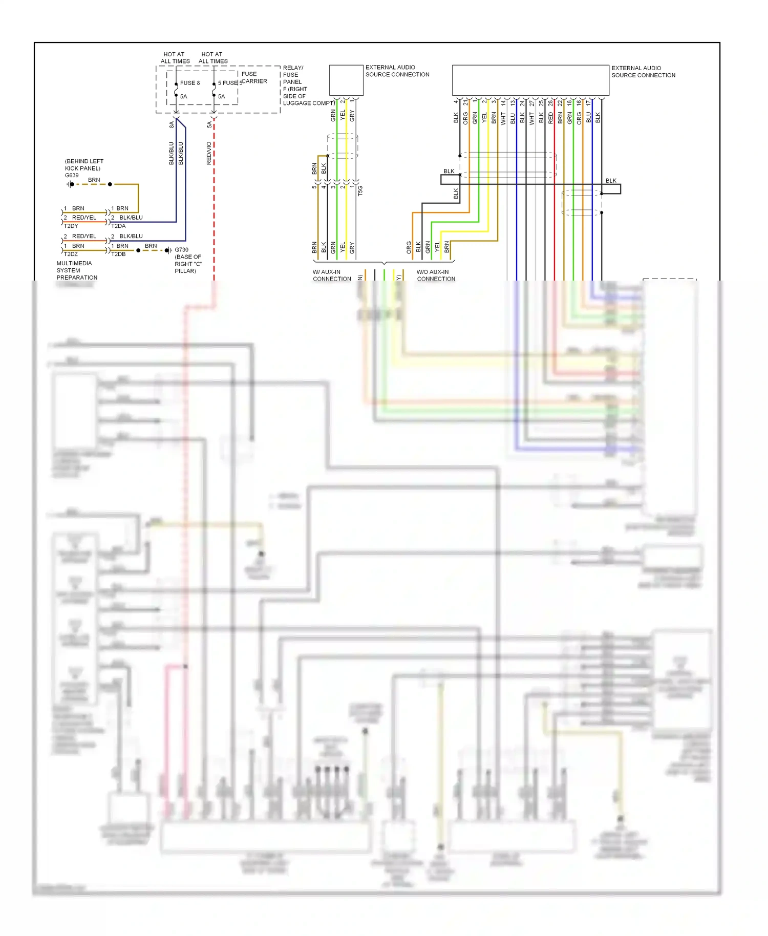 Audi A4 B8 facelift (2011-2015) (behind left kick panel) wiring diagram  (33 of 46)