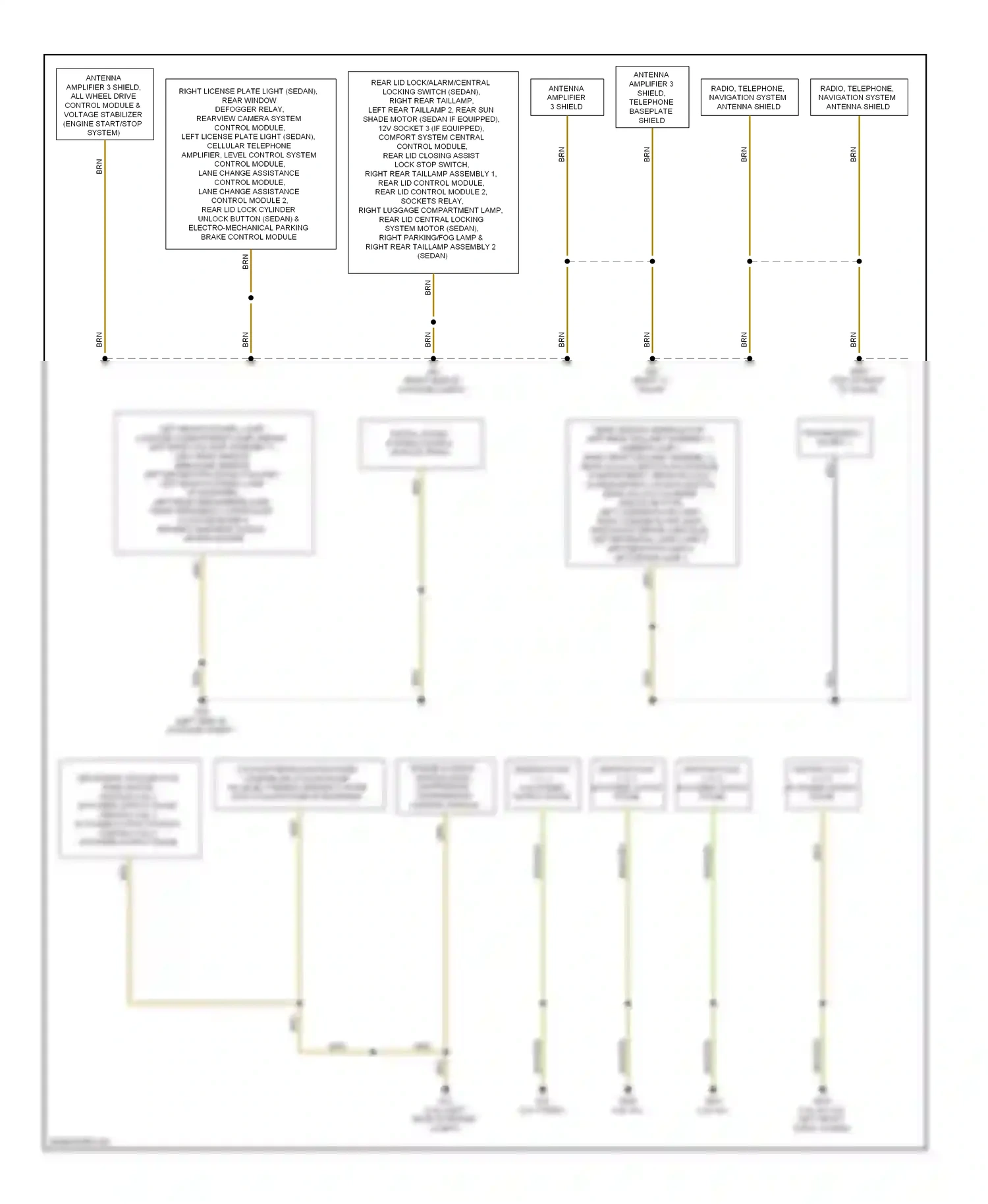 Audi A4 B8 facelift (2011-2015) fm frequency filter (-) wiring diagram  (1 of 2)