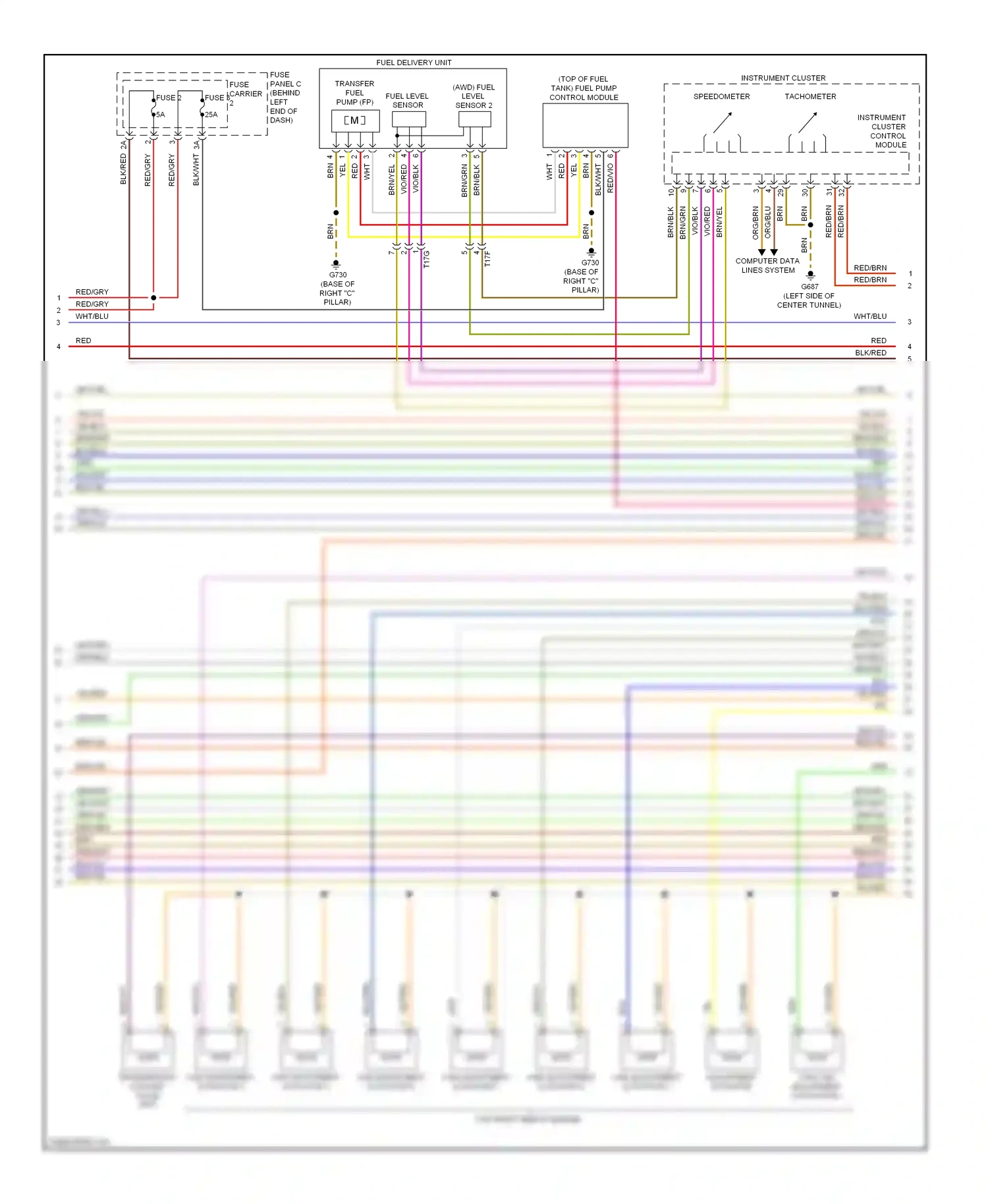 Audi A4 B8 facelift (2011-2015) tachometer wiring diagram  (2 of 2)