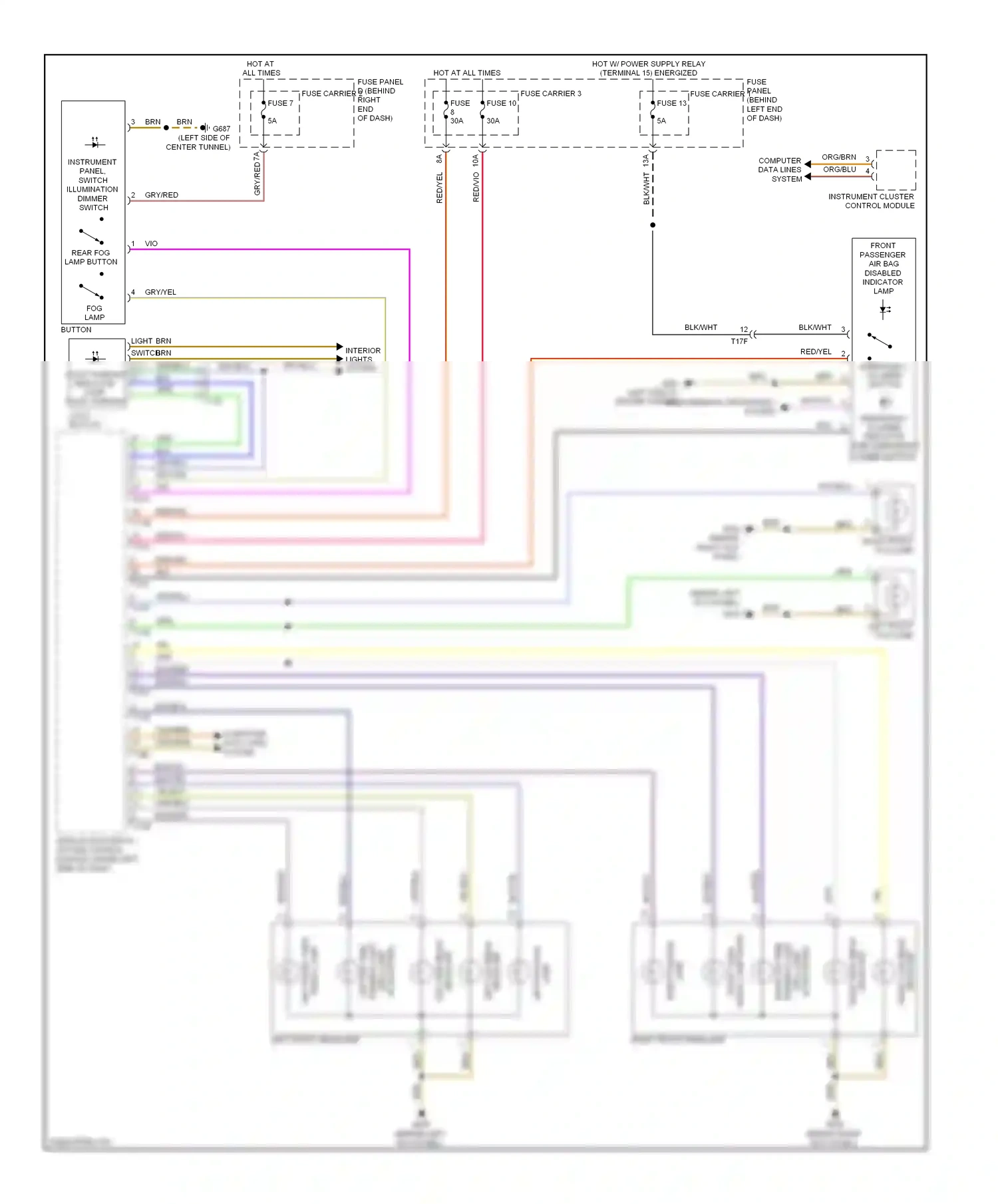 Audi A4 B8 facelift (2011-2015) vehicle electrical system control module (under left side of dash) wiring diagram  (7 of 26)