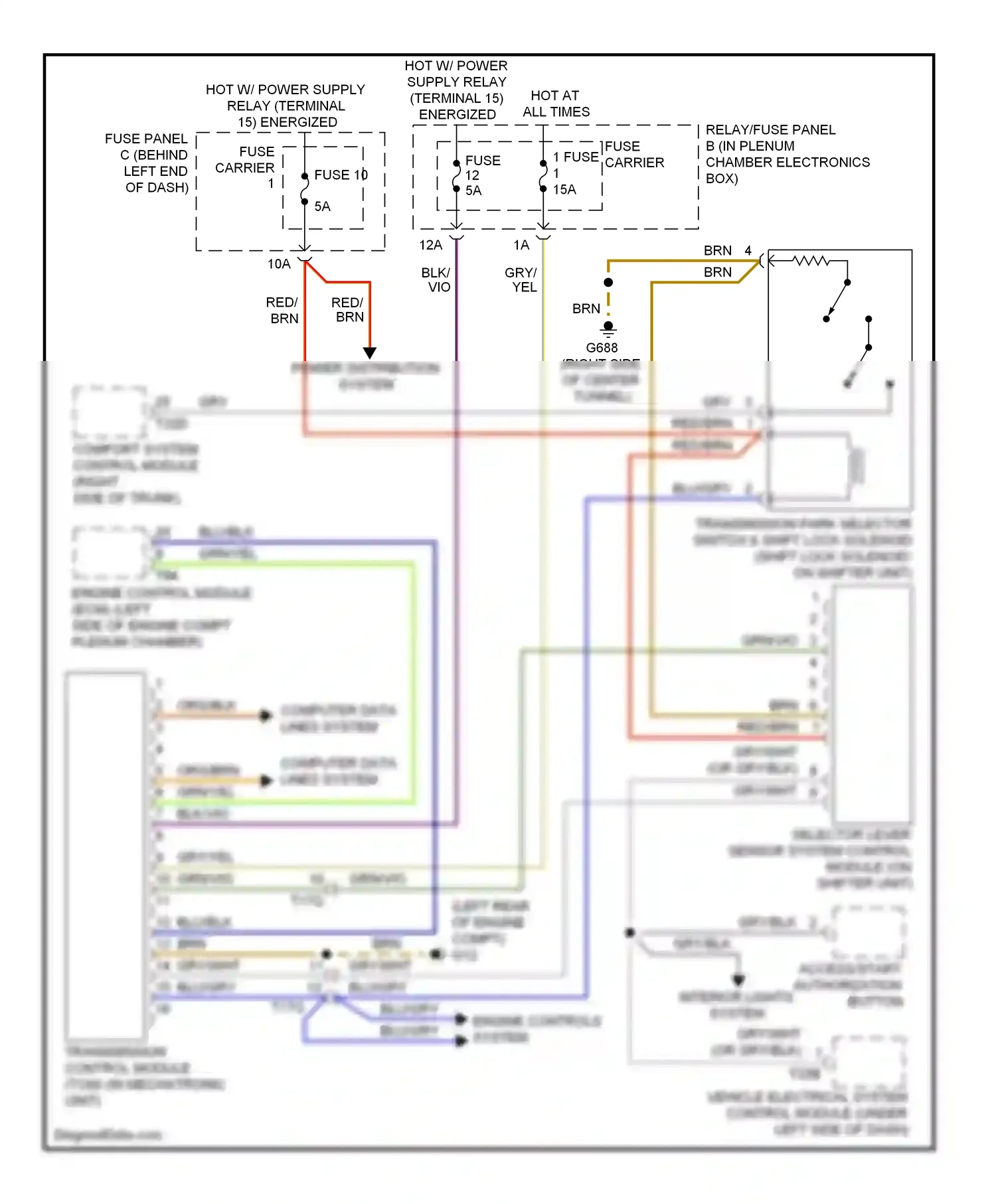 Audi A4 B8 facelift (2011-2015) vehicle electrical system control module (under left side of dash) wiring diagram  (22 of 26)