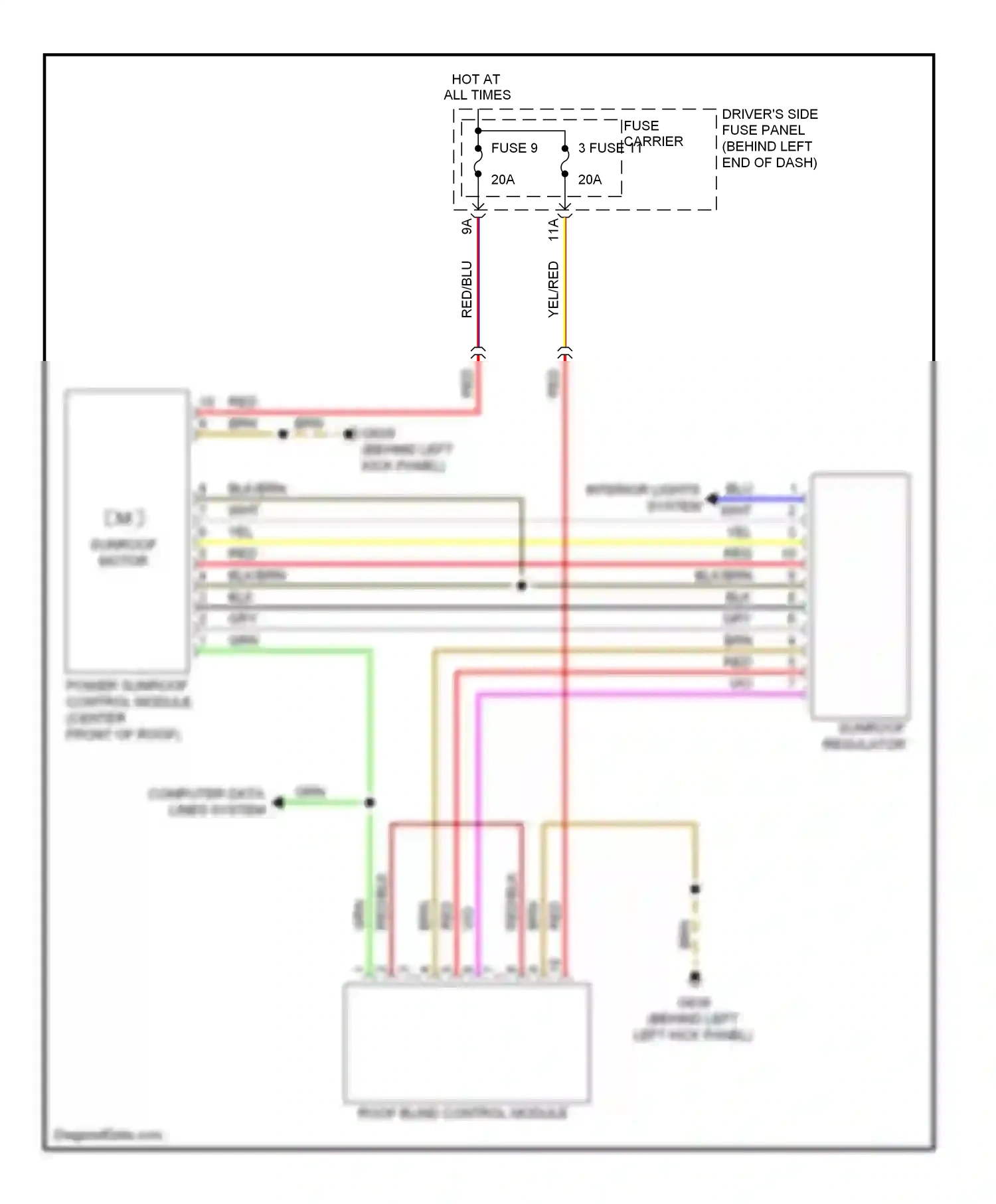 Audi A4 B8 (2007-2012) (behind left kick panel) wiring diagram  (44 of 55)