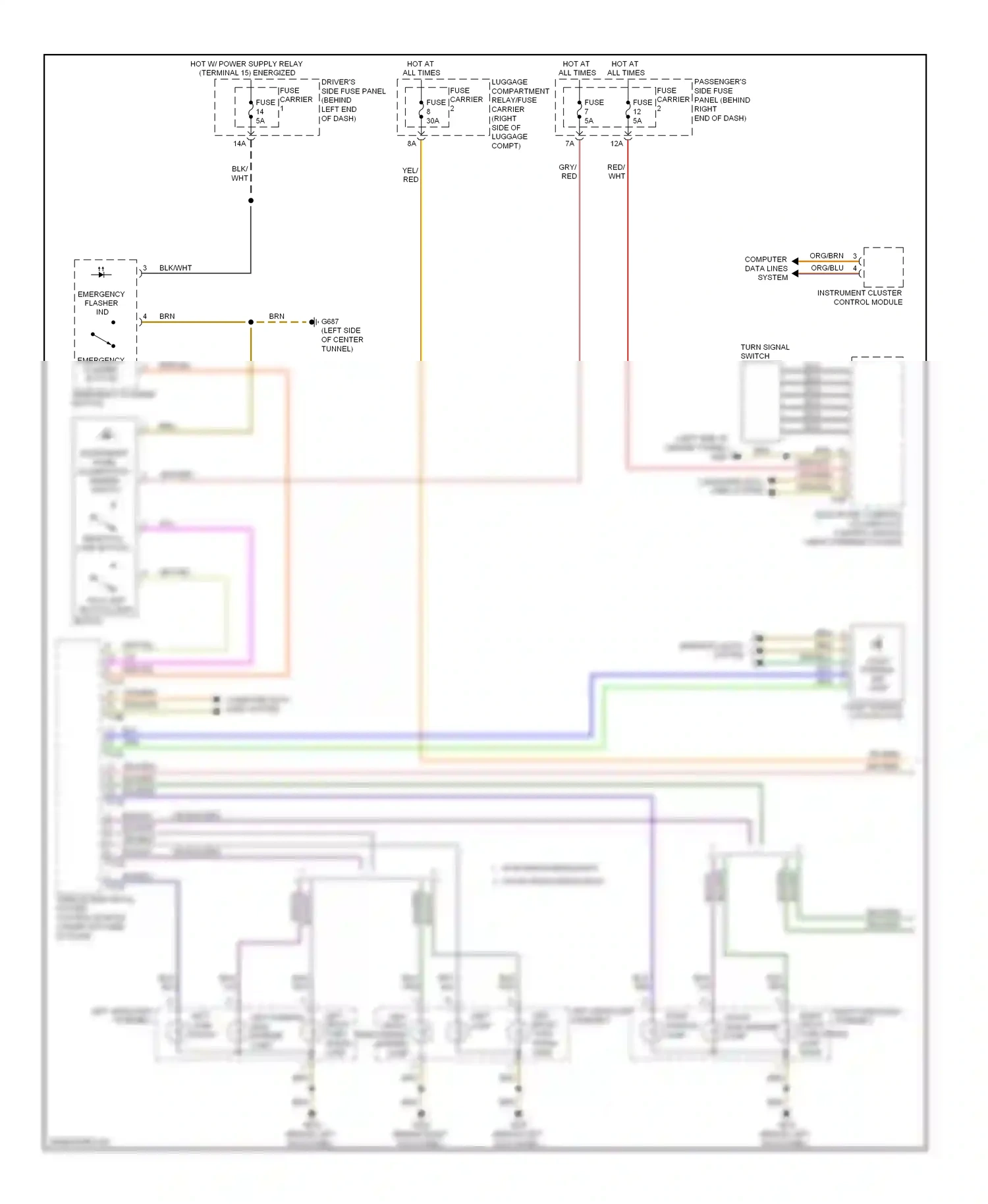 Audi A4 B8 (2007-2012) (behind right kick panel) wiring diagram  (8 of 22)