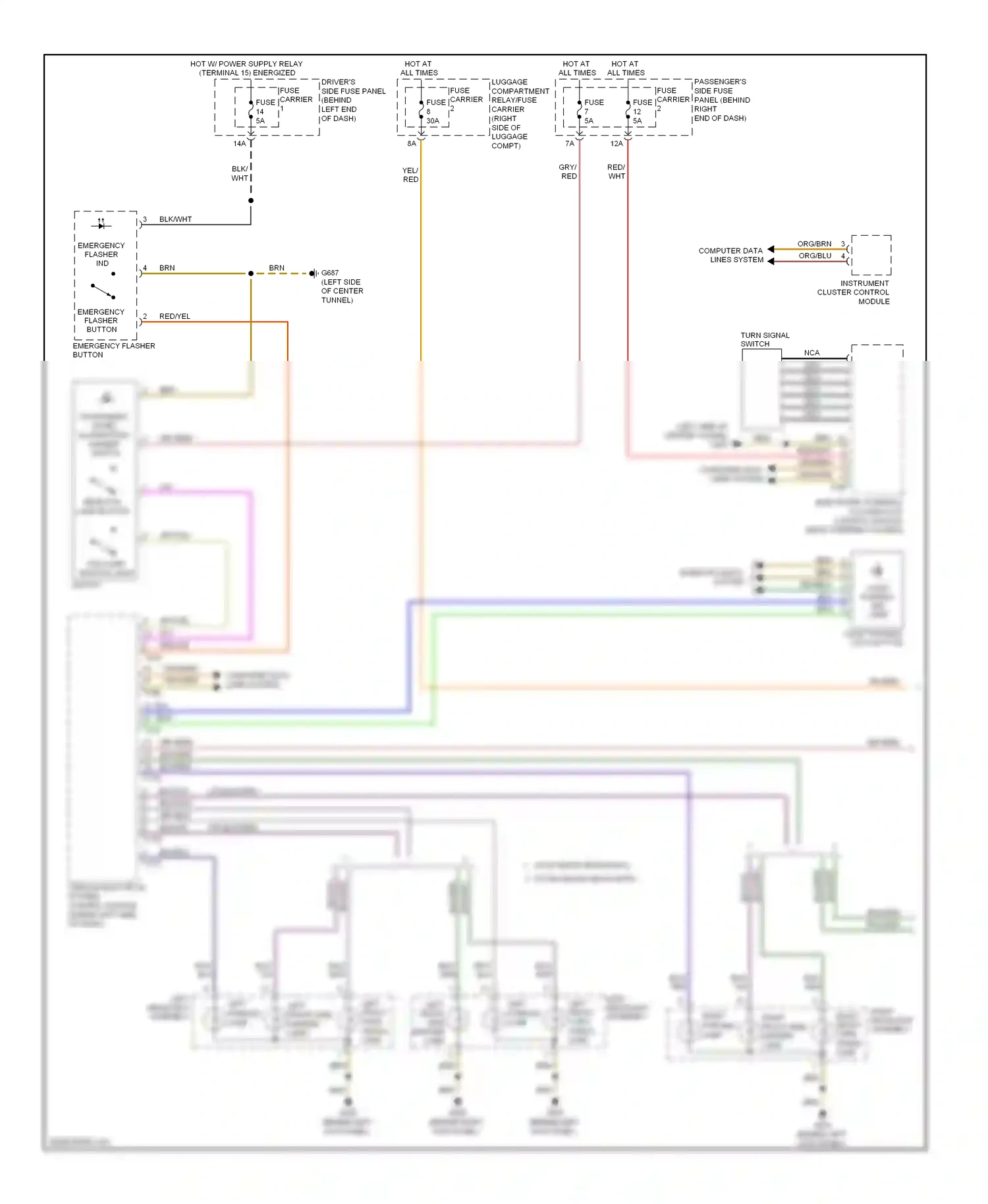Audi A4 B8 (2007-2012) (behind right kick panel) wiring diagram  (6 of 22)