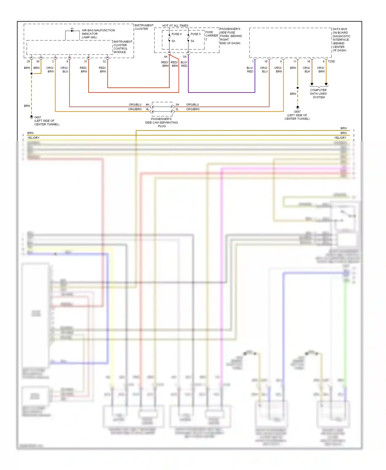 Audi A4 B8 (2007-2012) (behind right kick panel) wiring diagram  (21 of 22)