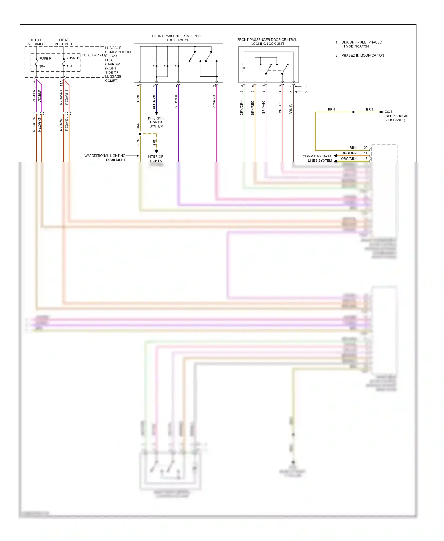 Audi A4 B8 (2007-2012) (behind right kick panel) wiring diagram  (18 of 22)