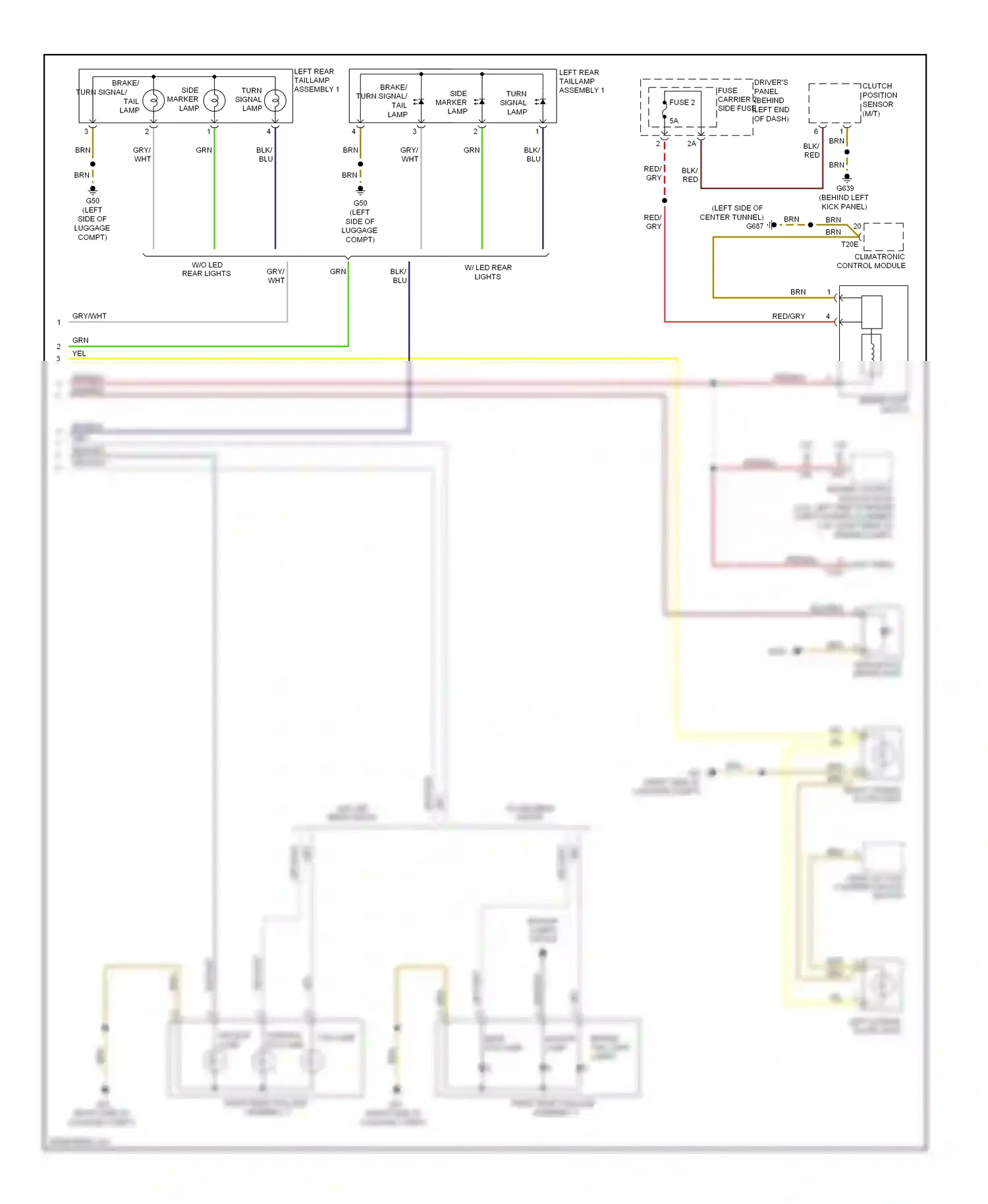 Audi A4 B8 (2007-2012) clutch position sensor (m/t) wiring diagram  (2 of 5)